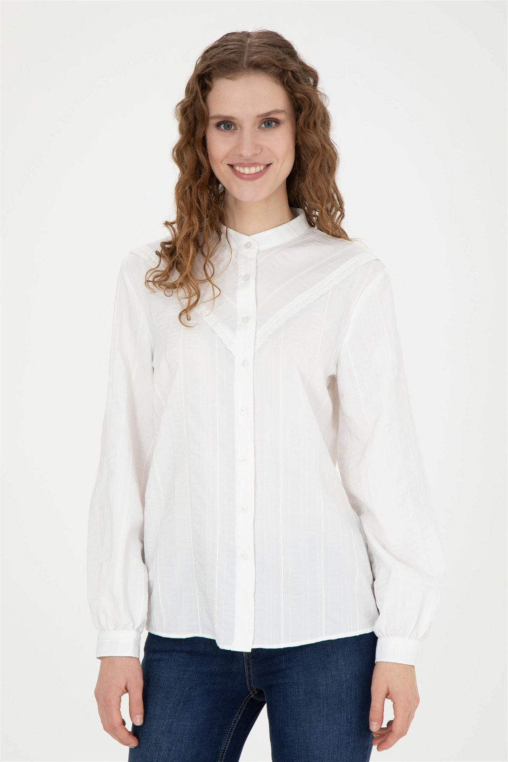 Женская белая рубашка с длинным рукавом - U.s. polo assn фото 3