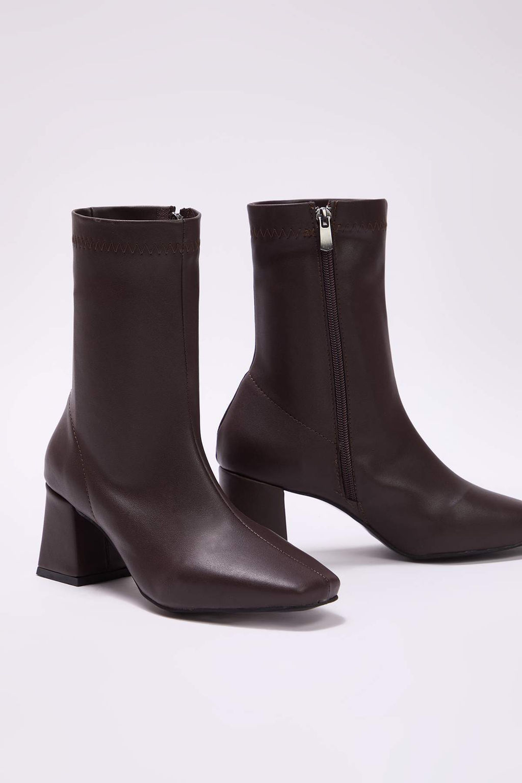 Kahverengi Strec Fermuarl? Kad?n Blok Topuklu Bot TAKAW26BO00002