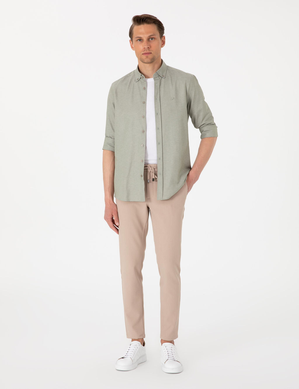 Haki Oxford Slim Fit Kolay _t_lenebilir G_mlek - Pierre cardin фото 4