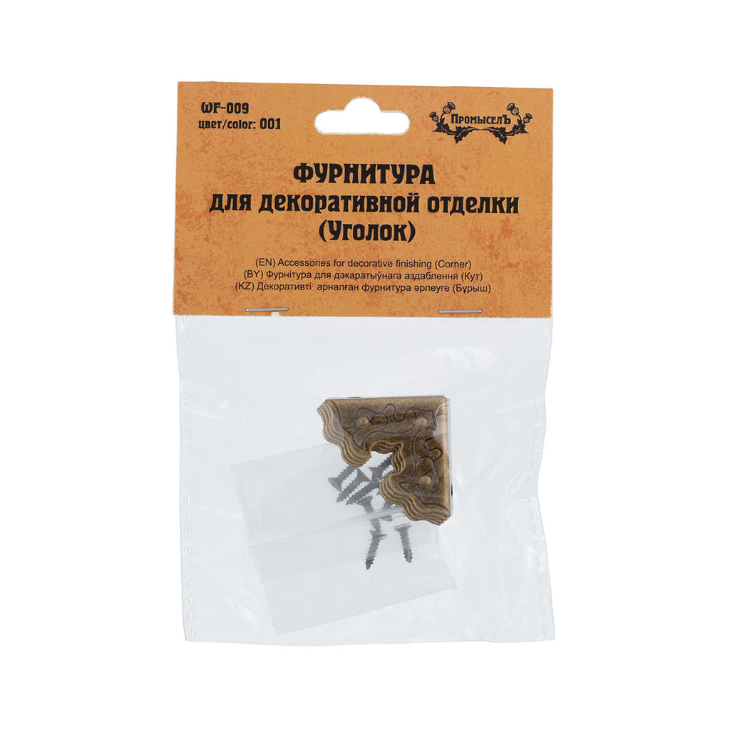 Промысел WF-009 Фурнитура для декоративной отделки уголок 3х2.2 см 1 х 4 шт. №01 бронза - Pebeo фото 3