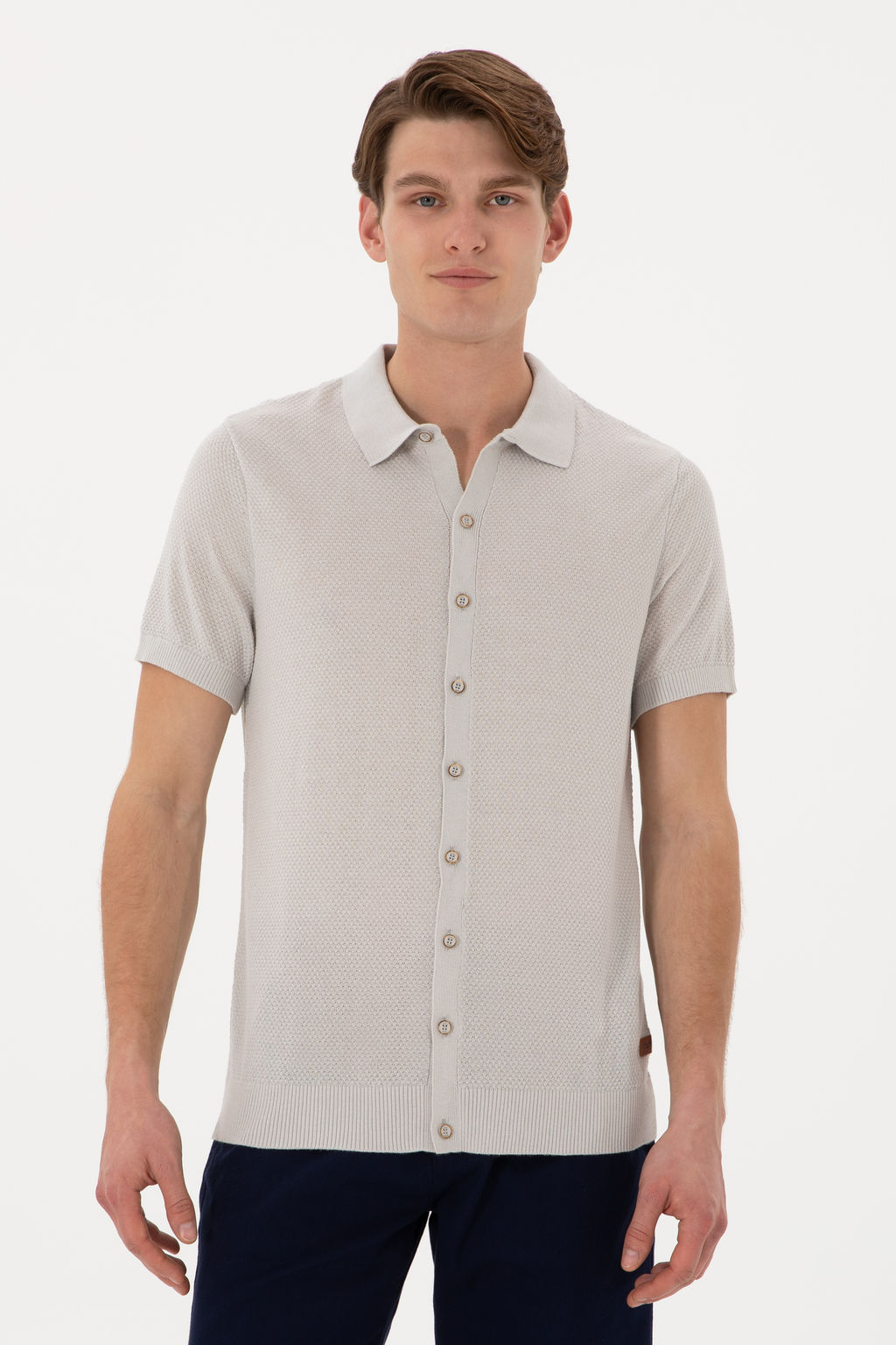 Erkek Regular Fit A__k Gri D__meli Triko Ti__rt Sepette S_rpriz _ndirim - U.s. polo assn фото 8