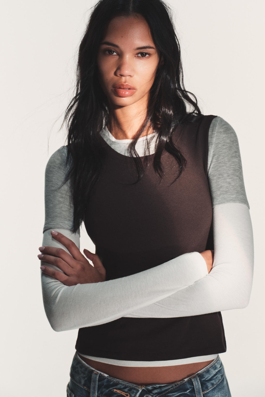 TRIPLE EFFECT LONG SLEEVE T-SHIRT - Zara фото 9