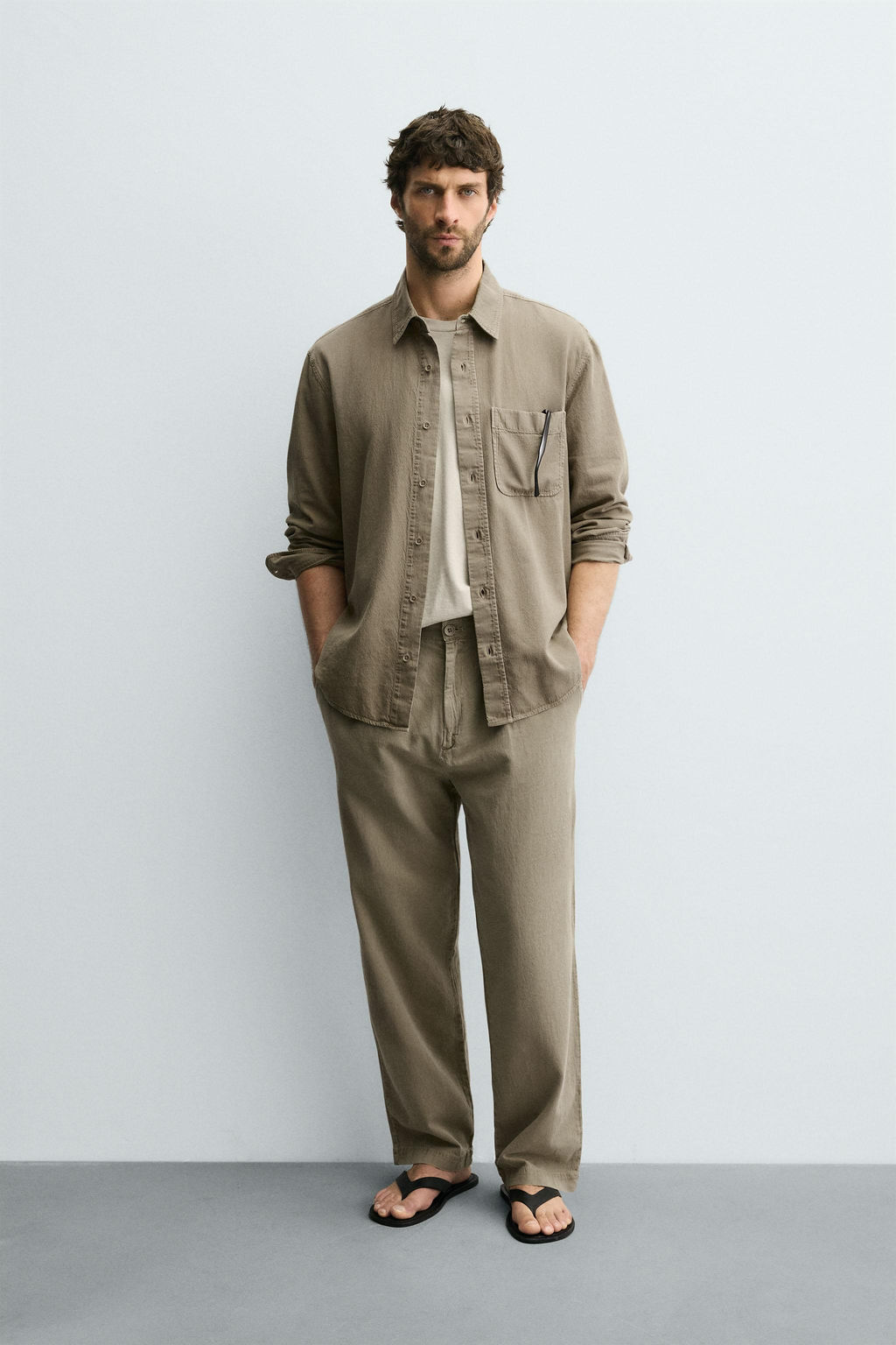 LOOSE-FITTING COTTON/LINEN TROUSERS