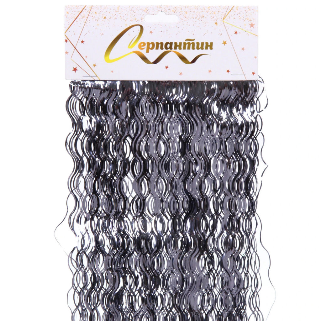 Цена за 12 шт. Дождик 50 см "Волны", Графит