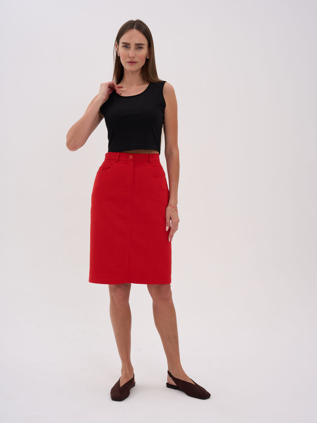 Джинсовая юбка из хлопка ТРиКА