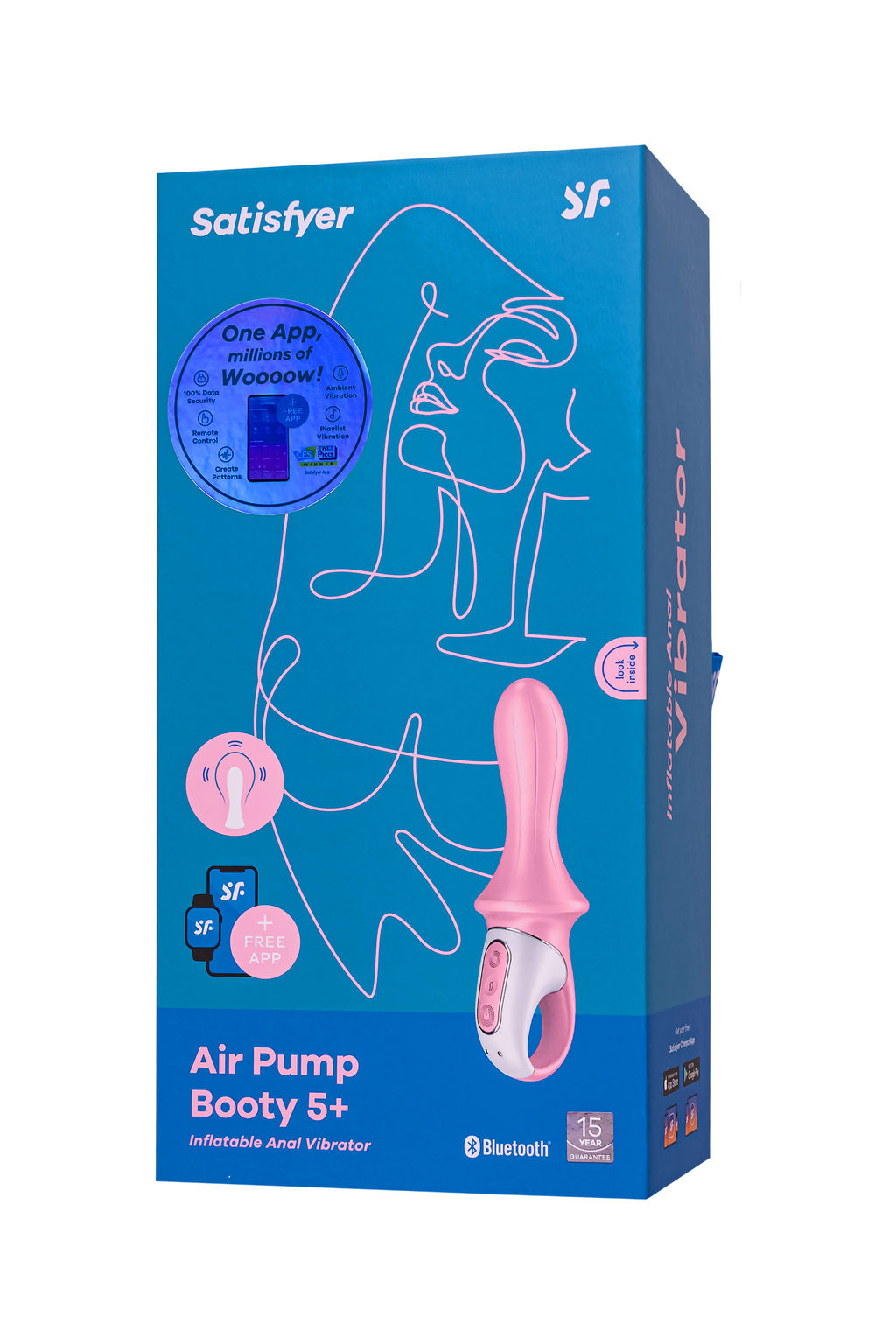 Нереалистичный вибратор Satisfyer Air Pump Booty 5, силикон, розовый, 15 см.  фото 2