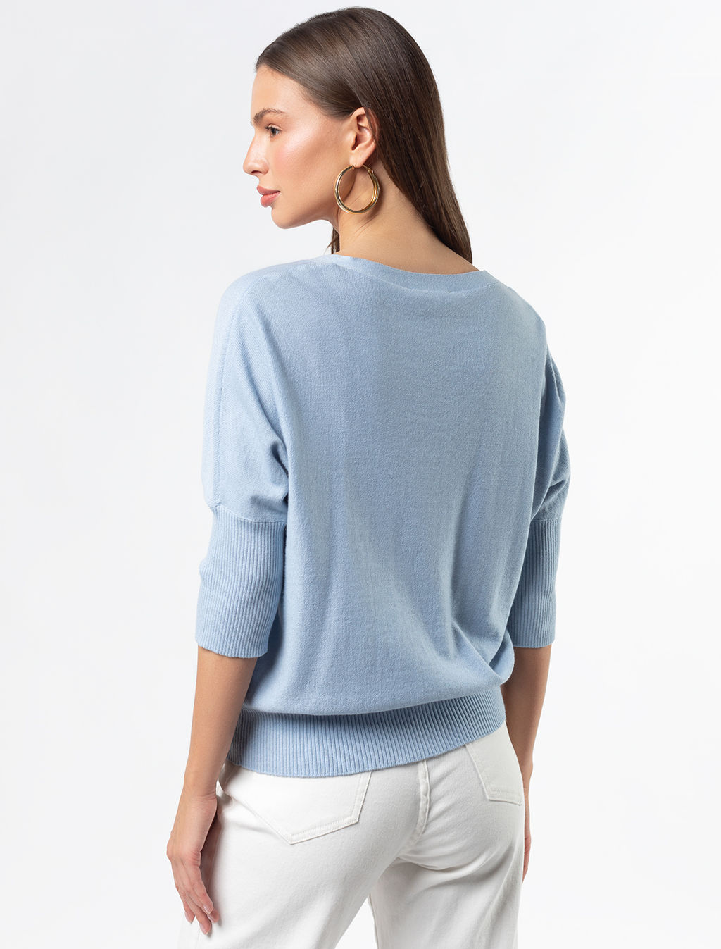 VILATTE / Джемпер фактурной вязки с проймой летучая мышь из хлопка с вискозой  фото 3