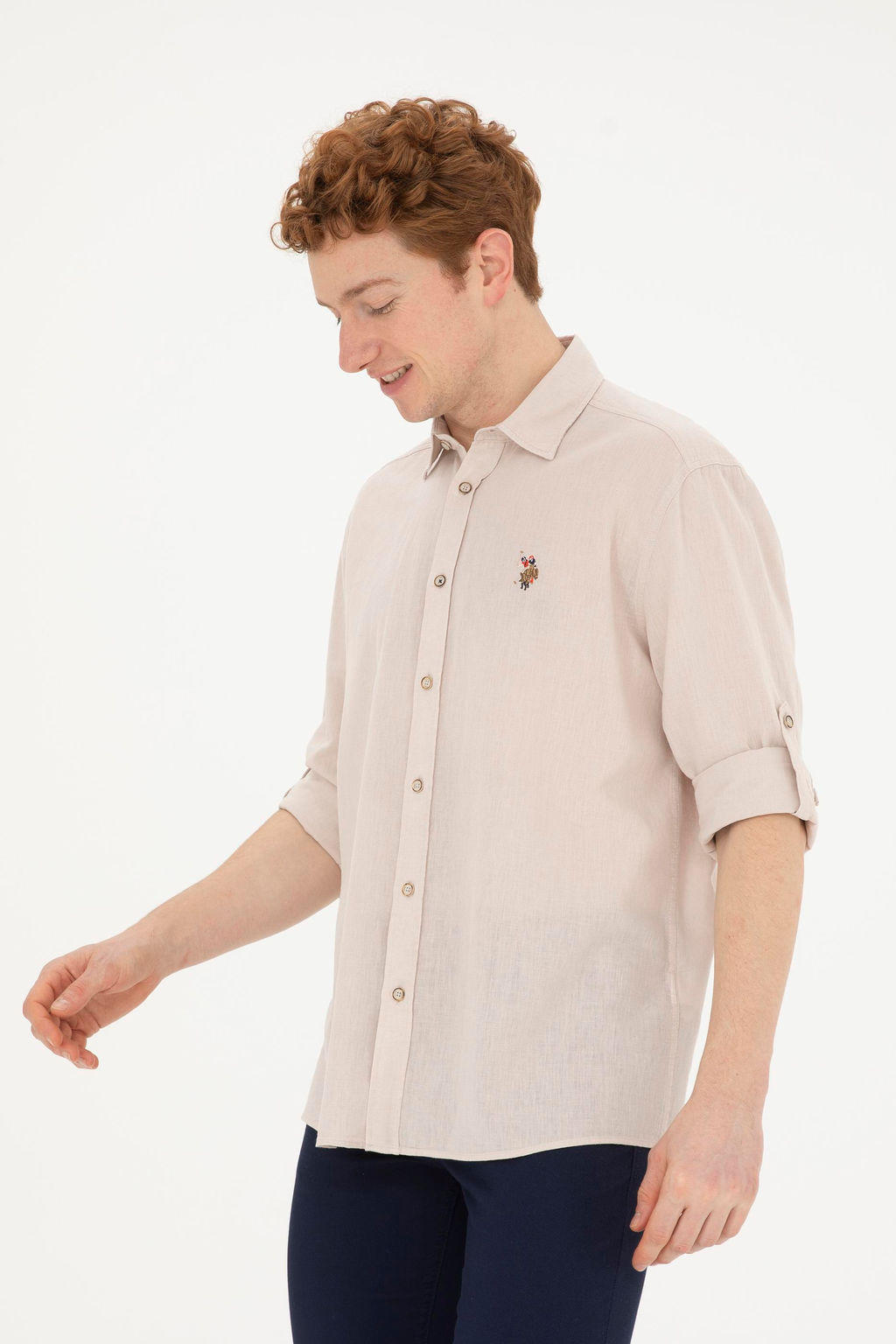 Мужская базовая рубашка с длинным рукавом Stone - U.s. polo assn фото 3