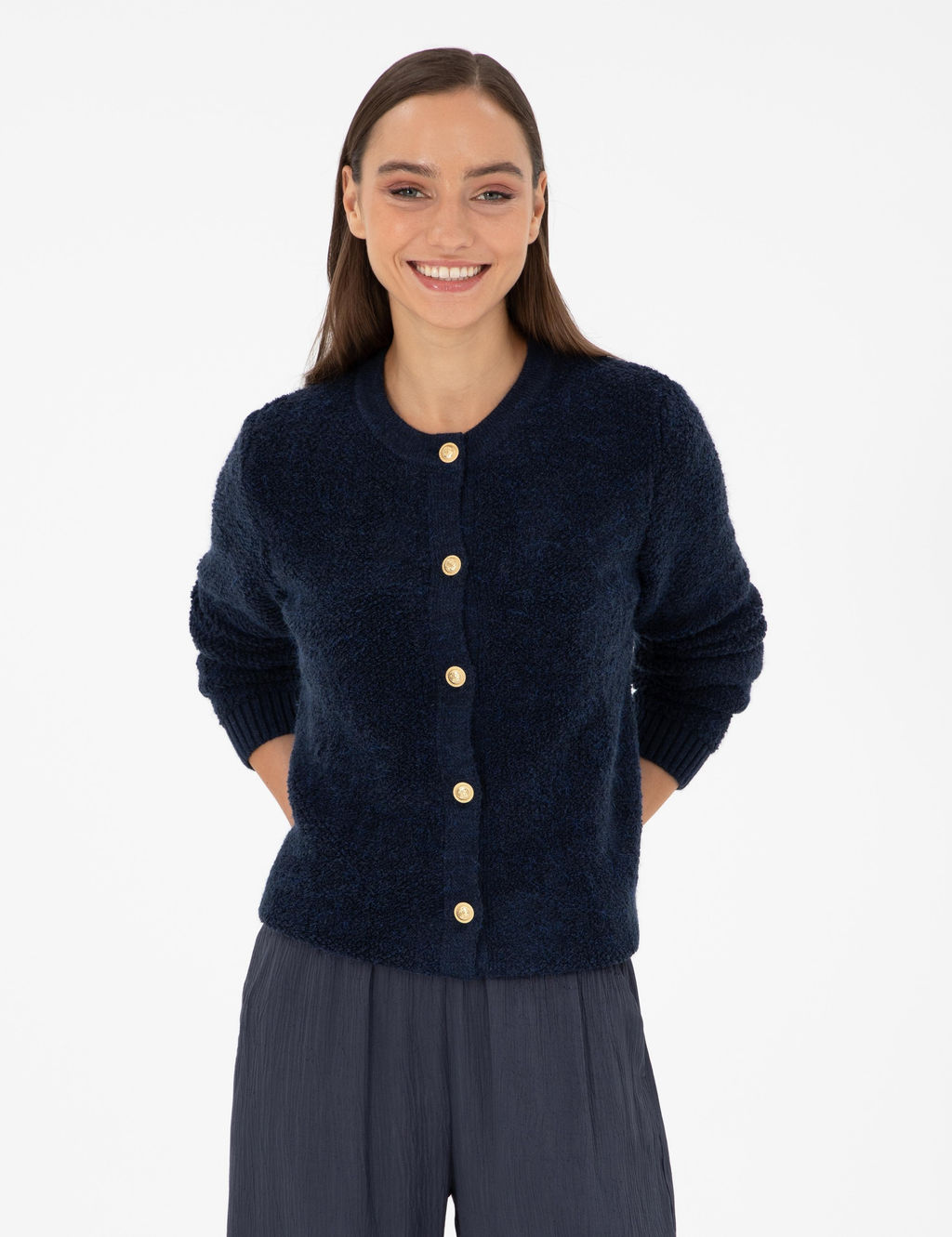 Lacivert Slim Fit Triko H_rka