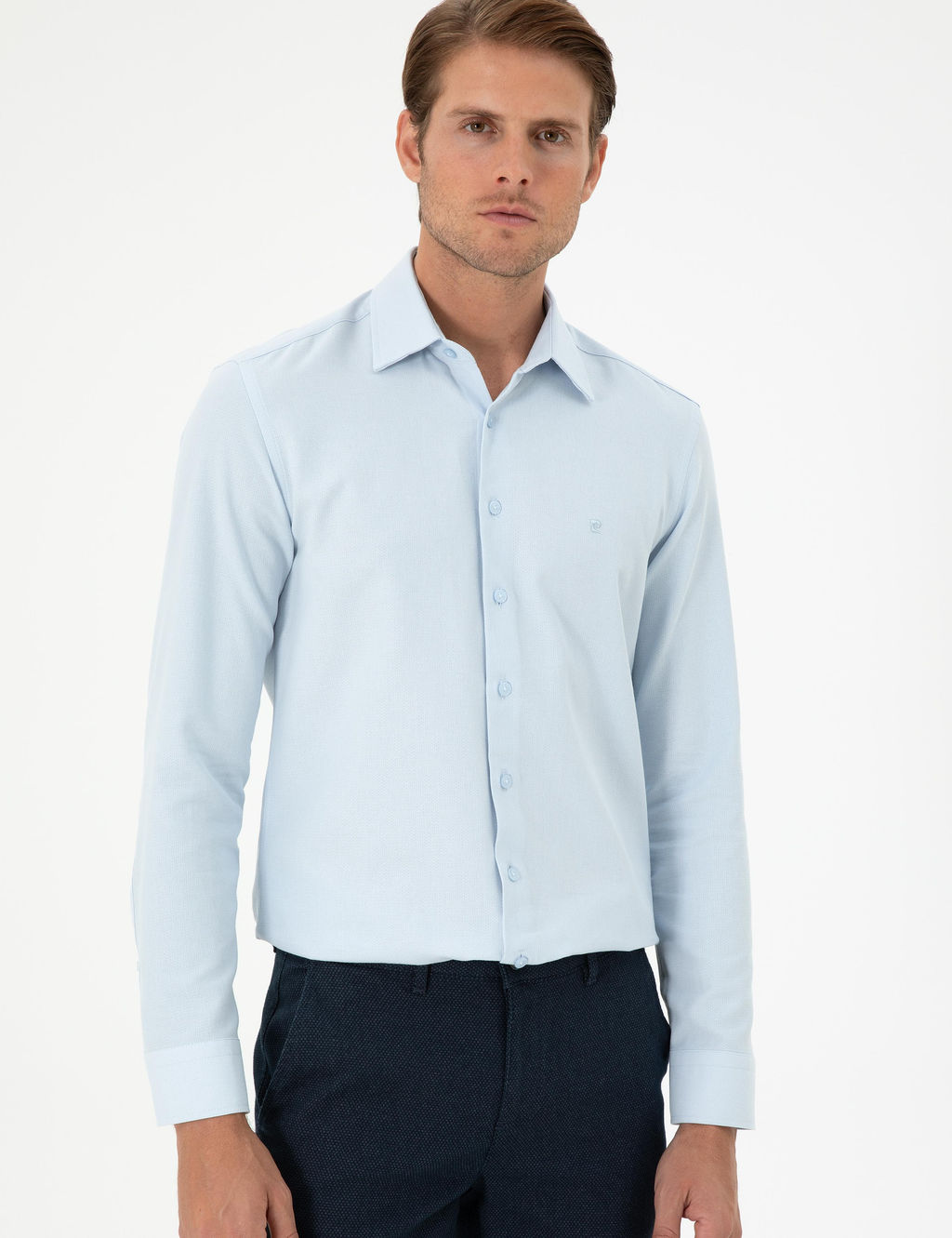 A__k Mavi Slim Fit Uzun Kollu G_mlek - Pierre cardin фото 3