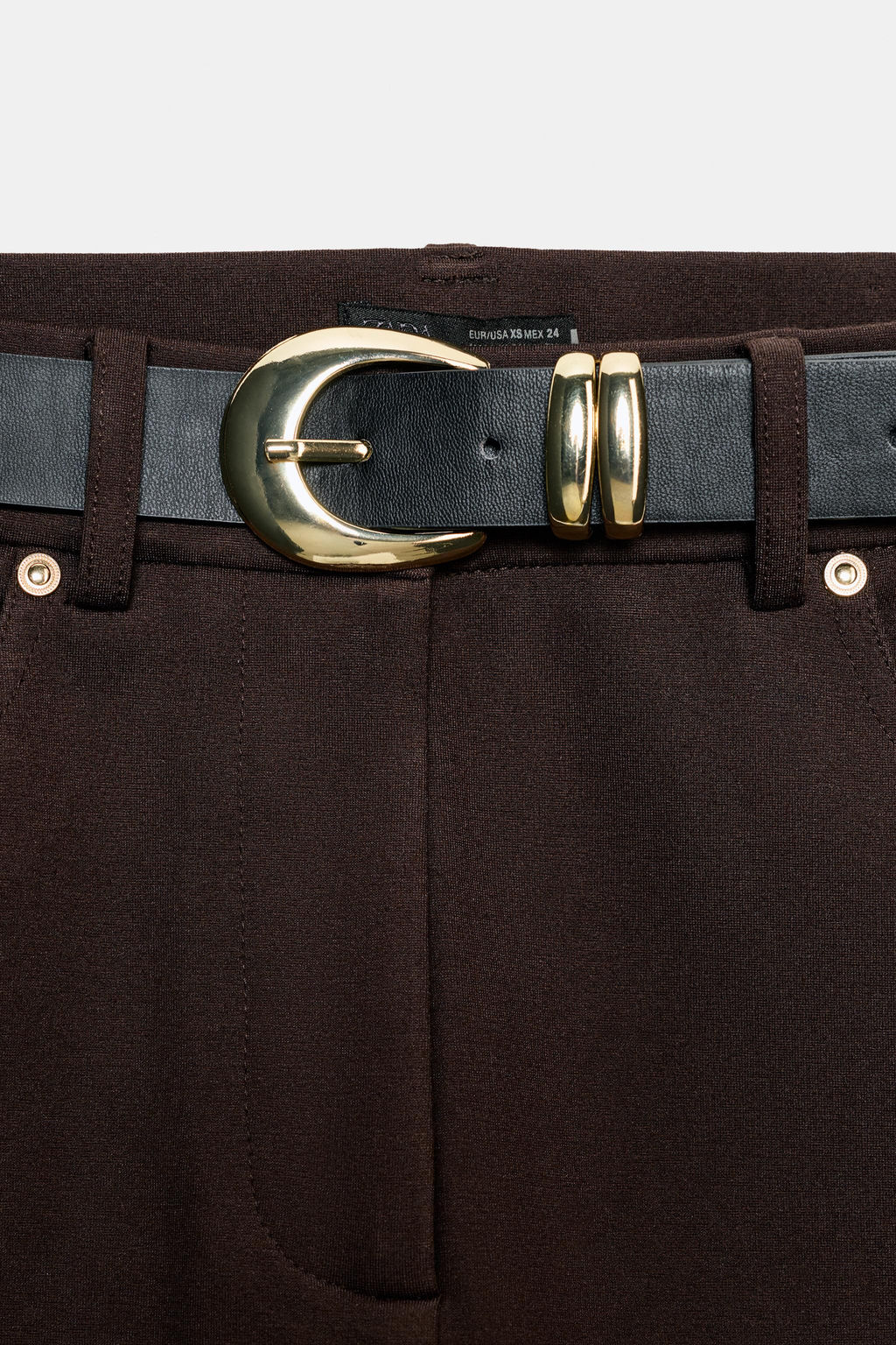 MID-WAIST BELTED JEGGINGS - Zara фото 9
