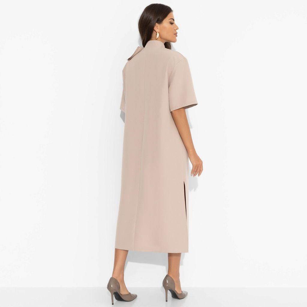 Платье со съемным объемным декором Сияние глянца (nude) - Charutti фото 5