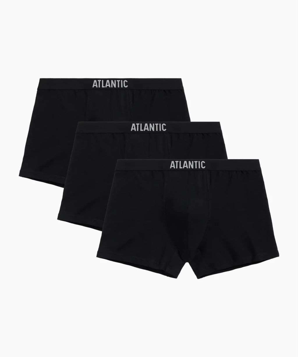 ATLANTIC 3MH-011 Трусы шорты Solid - набор 3 шт. черный