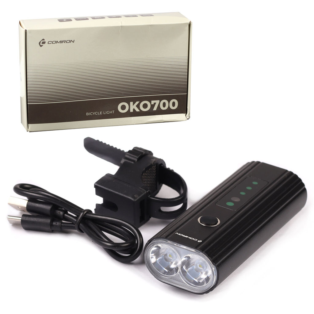 Фонарь передний COMIRON OKO700 корпус: авиационный алюминий 6063, IP67; свет: 2 XPG, 700lm; аккум: 3.7V 4000 mAh, USB; POWER BANK. /уп 50/ - Галеонтрейд фото 25