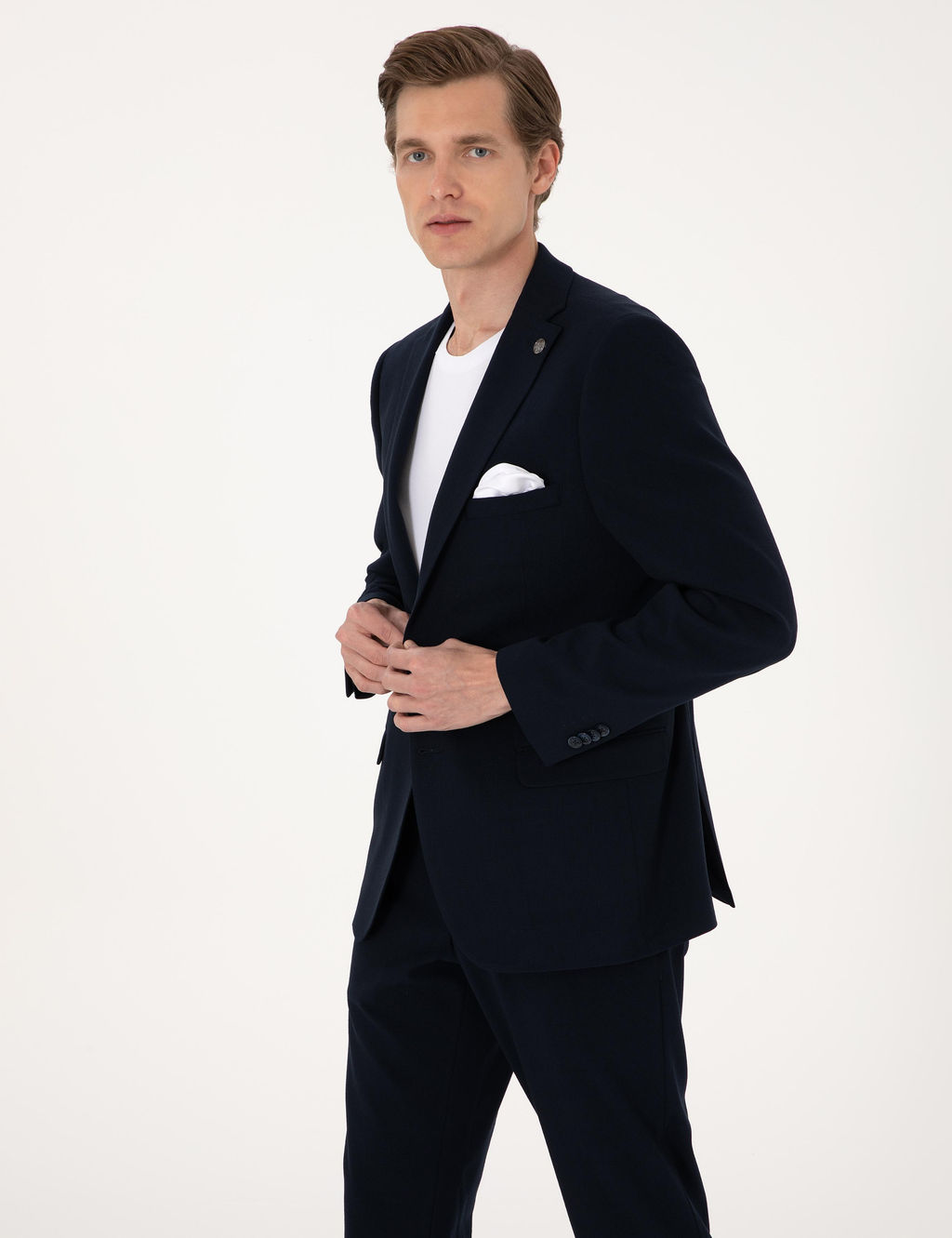 Lacivert Slim Fit Tak_m Elbise