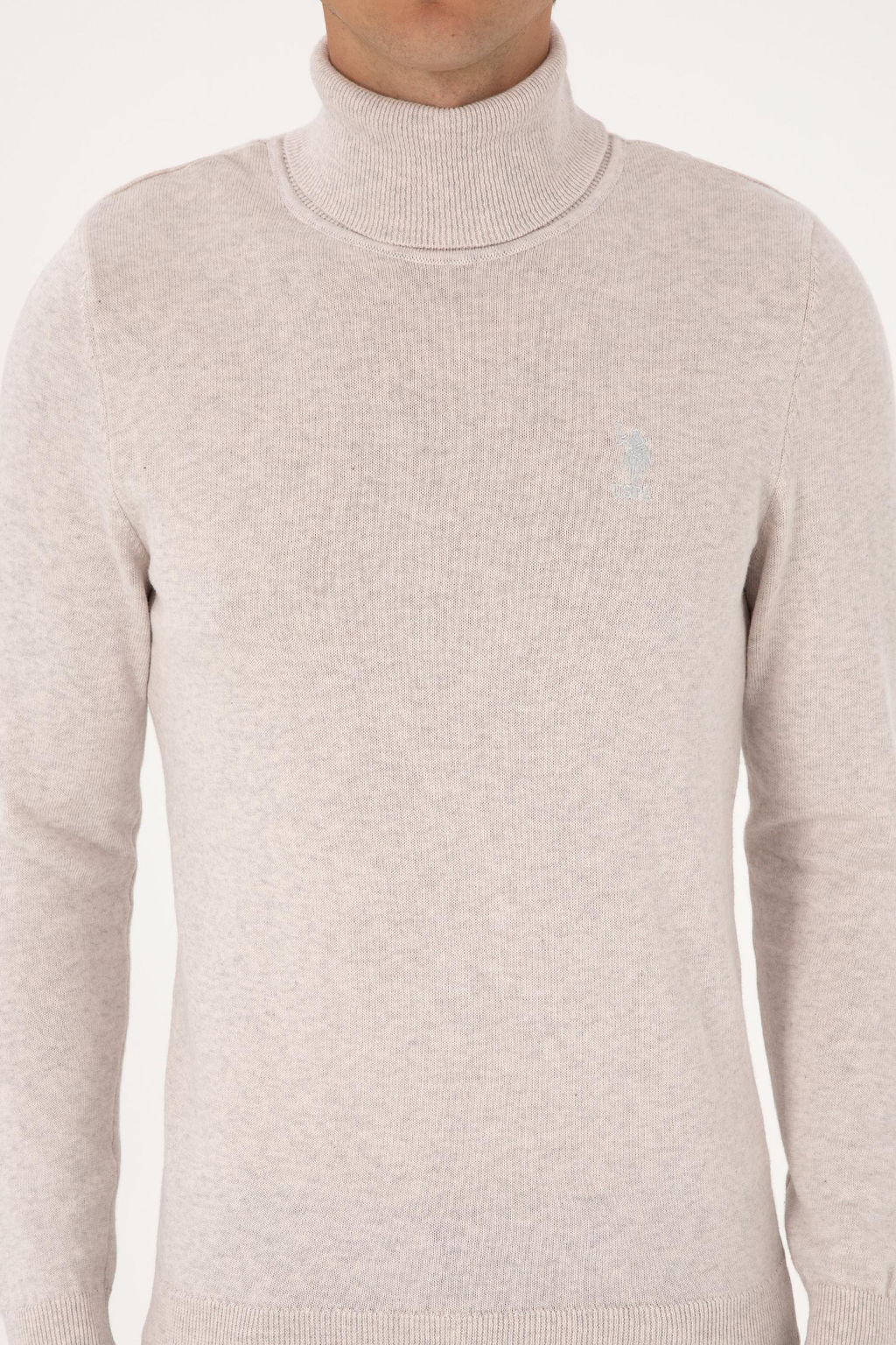 Erkek Slim Fit Bo_azl_ Yaka Ta_ Basic Kazak - U.s. polo assn фото 6