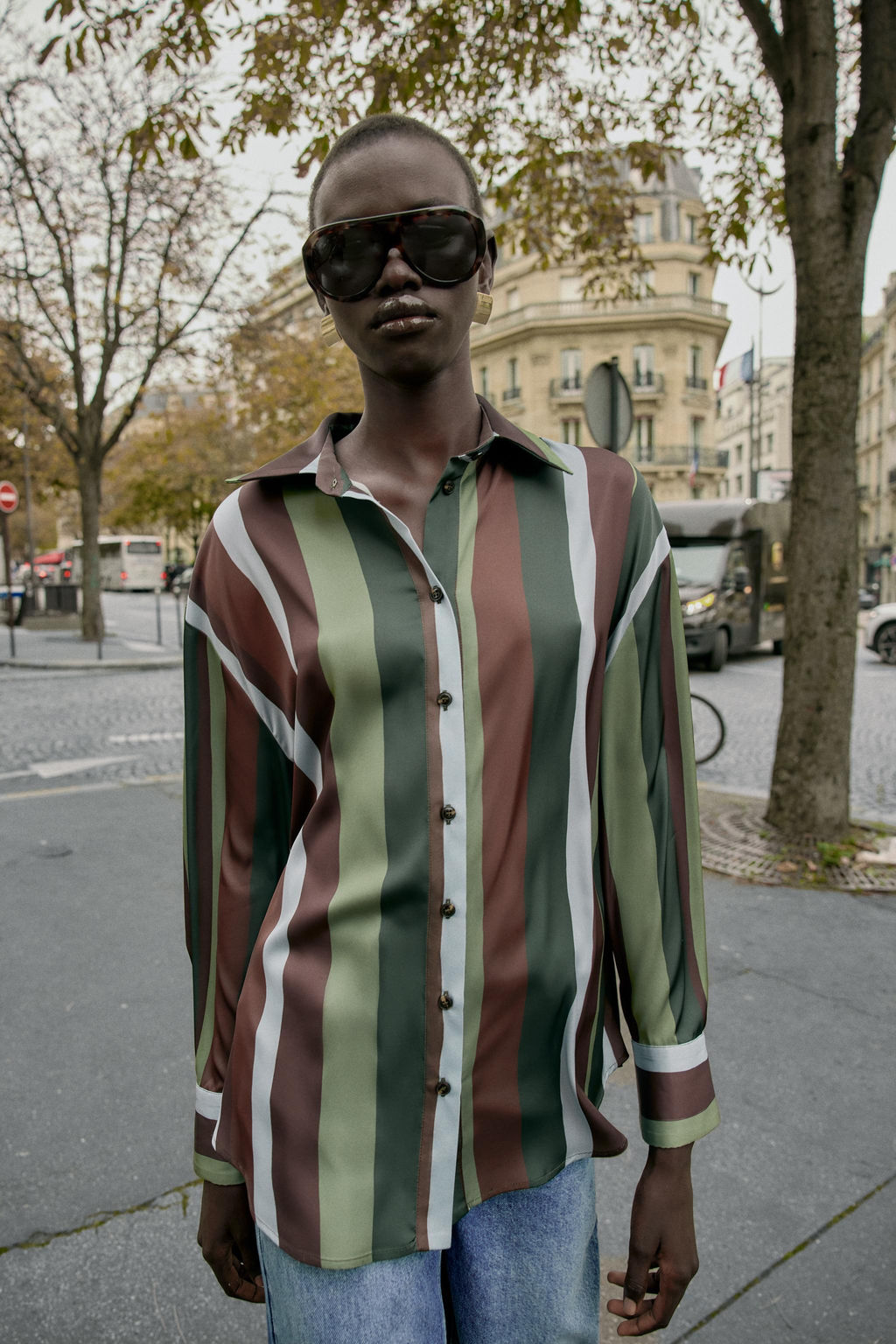 STRIPED SATIN BLOUSE - Zara фото 2