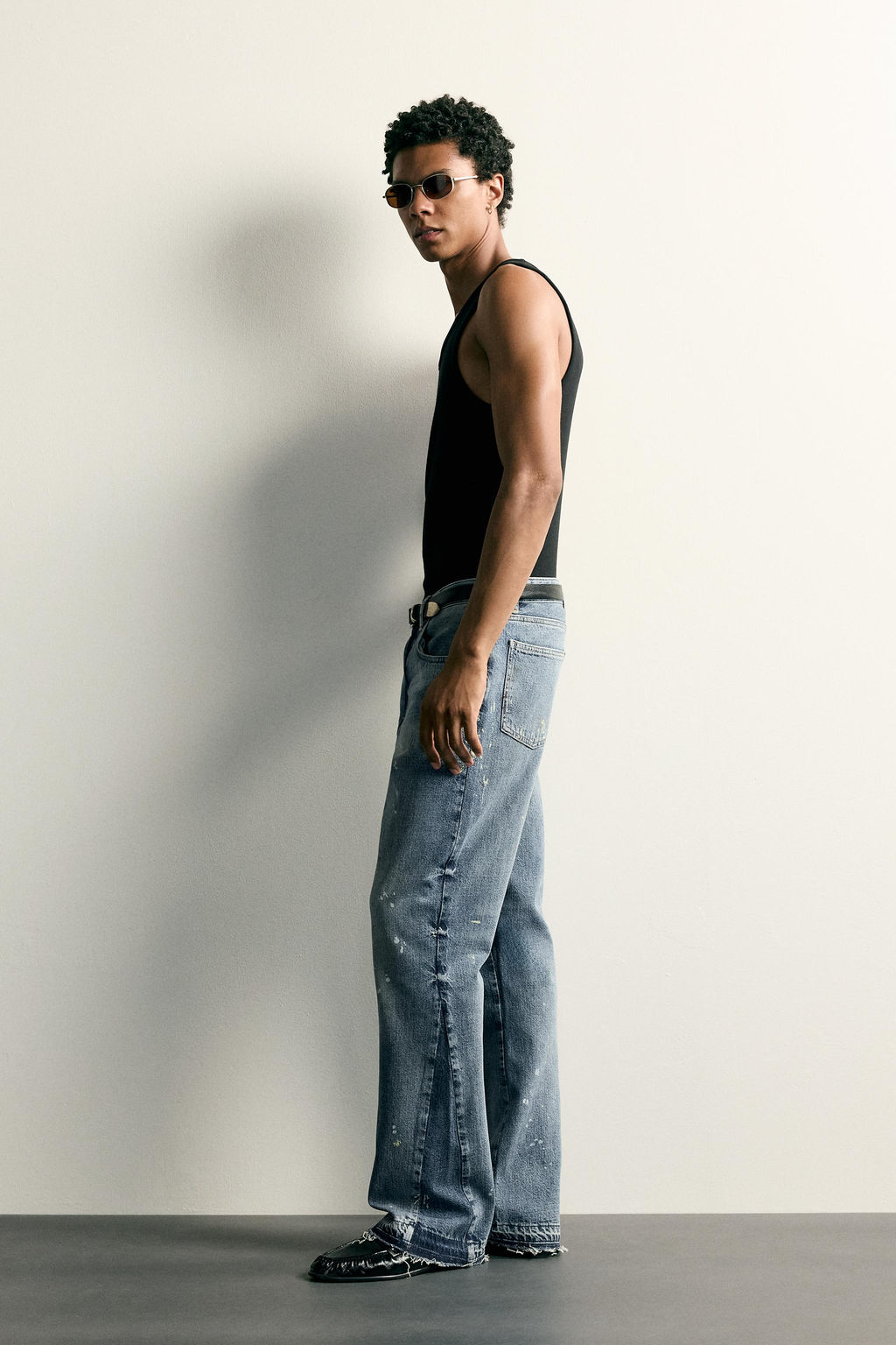 JEANS FLARE FIT EFECTO SALPICADURAS / Azul - Zara фото 4