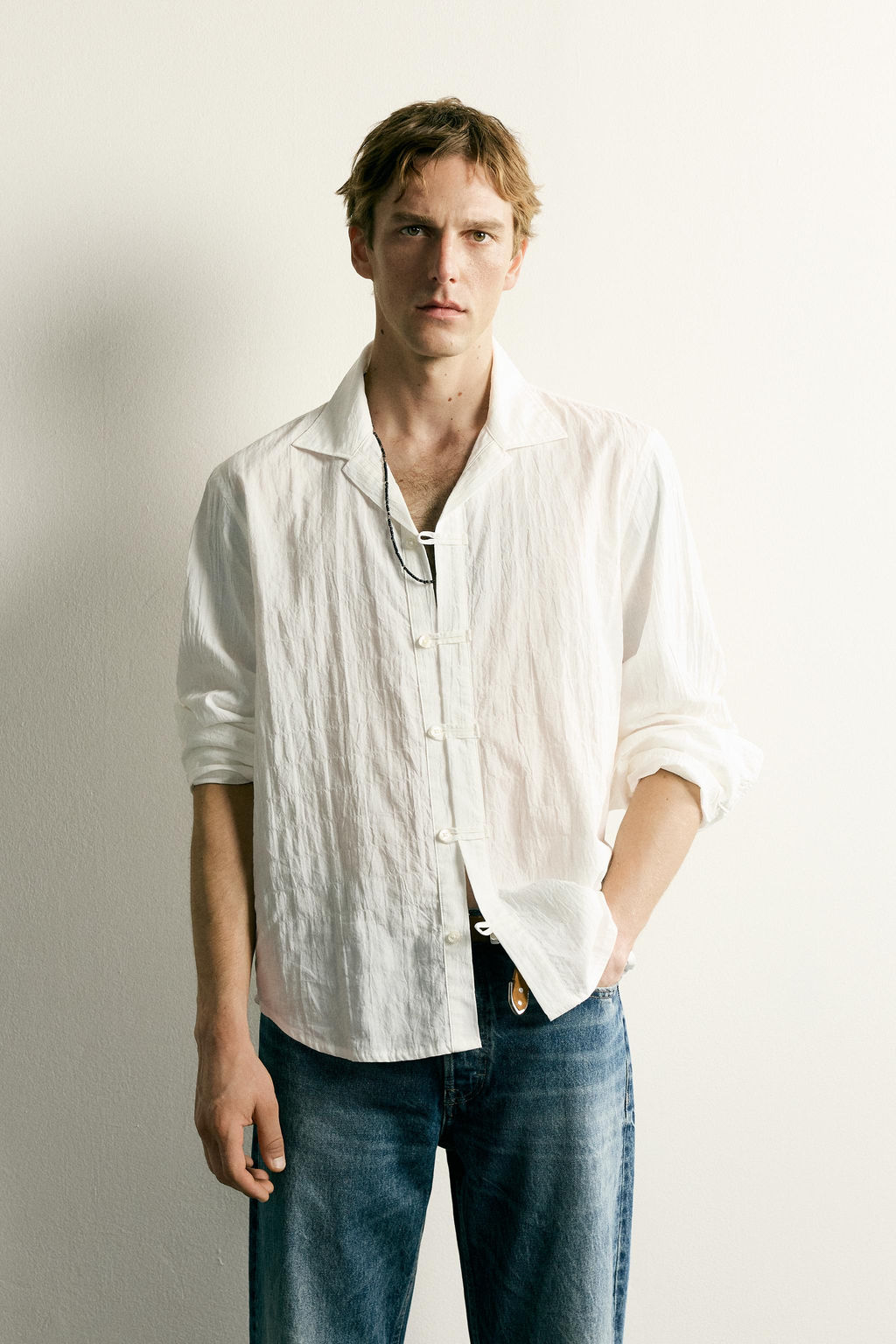 CAMISA RELAXED FIT ALAMARES TEJIDO / Blanco - Zara фото 2