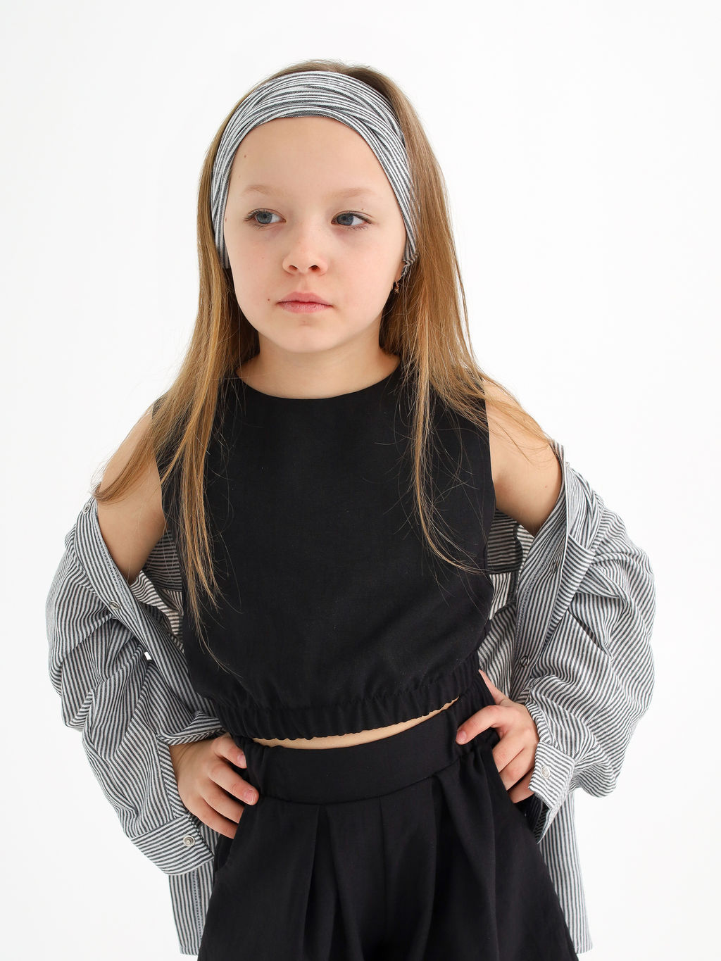 Рубашка в полоску Лен, черная - Inzibe фото 16