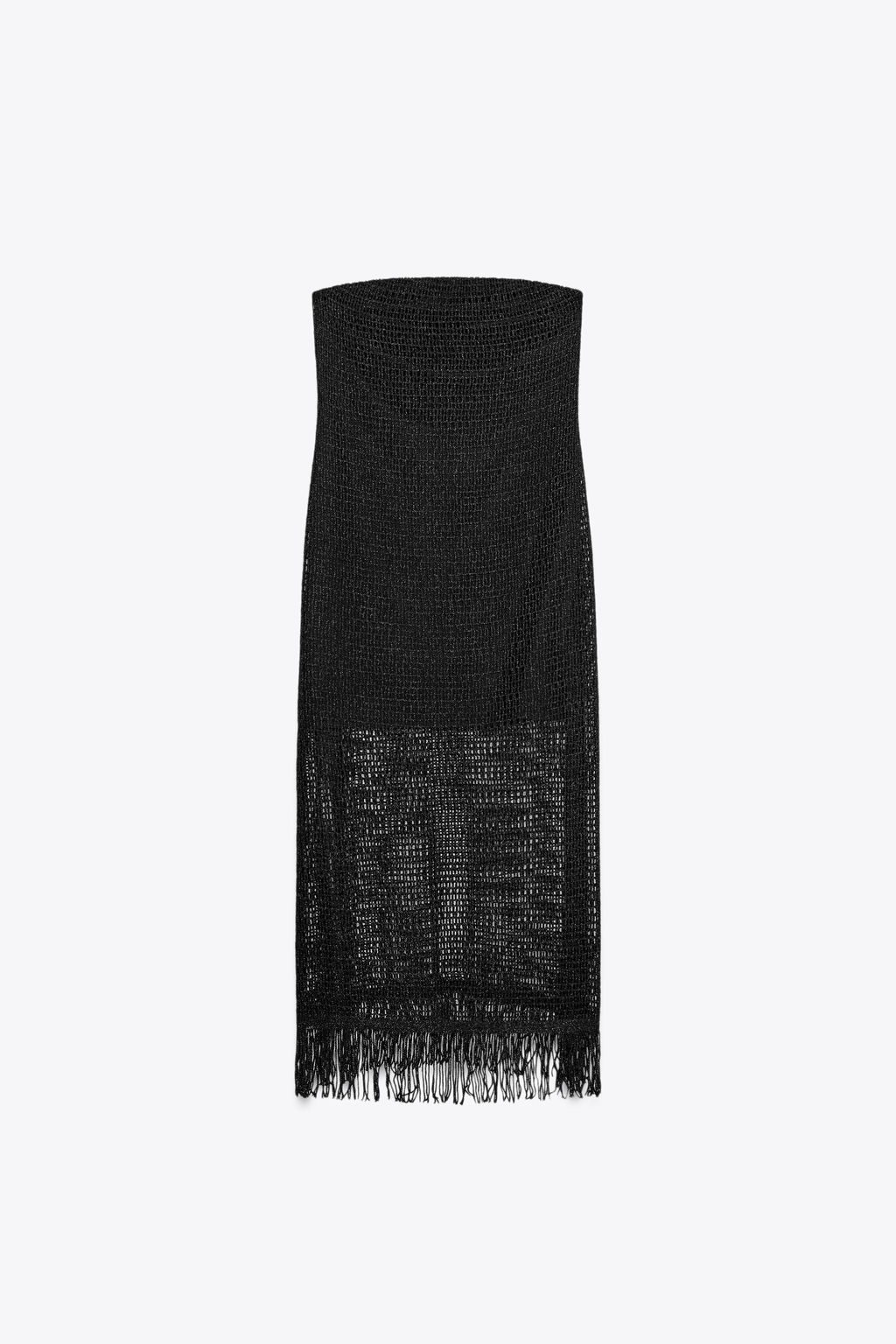 FRINGED STRAPLESS MIDI DRESS - Zara фото 7