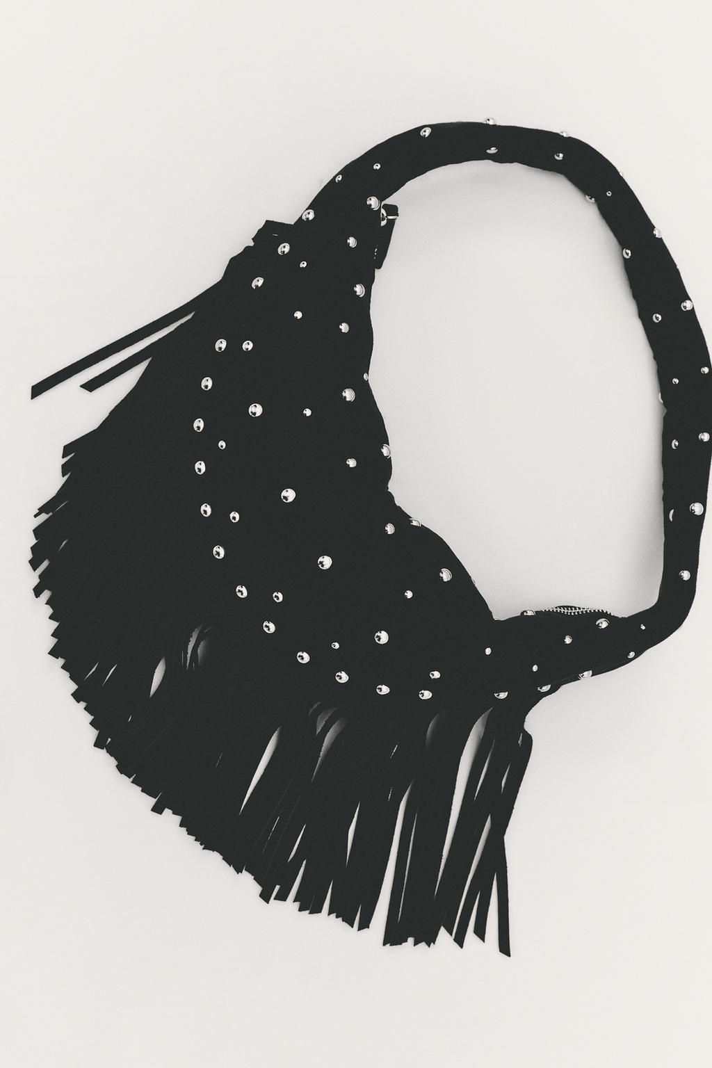 OVAL STUDDED FRINGED BAG - Zara фото 2