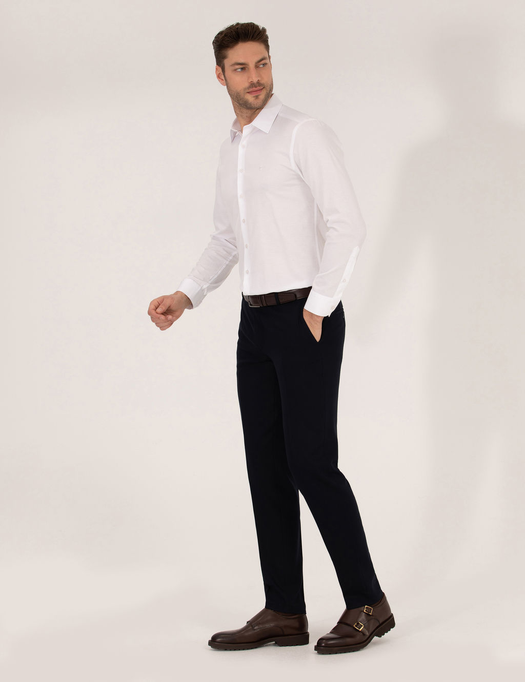 Beyaz Slim Fit Uzun Kollu G_mlek