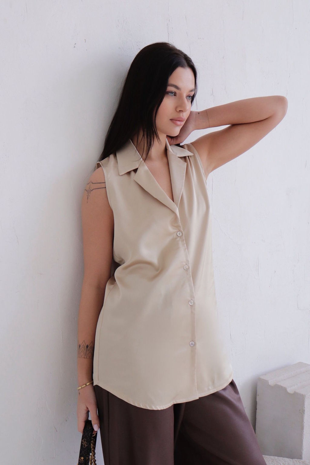 Блуза без рукавов кремовая - Martichelli фото 6