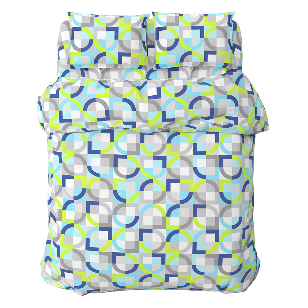 Постельное белье, комплект 1,5 спальный "Идилия, бирюза", 4 предмета: пододеяльник 145х215см, простыня 150х215см, 2 наволочки 70х70см с клапаном-запахом, бязь "Комфорт" 121г/м2, хлопок 100%, упаковка "классическая" ПВХ 32х41х2,5см, "Домашняя мода" (Р