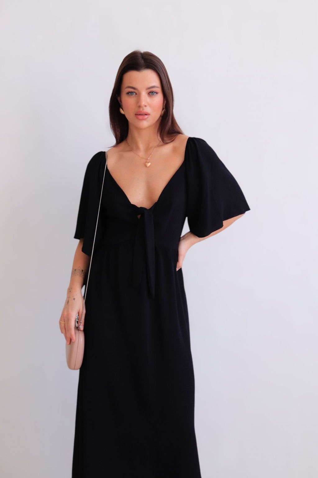 Martichelli Платье с завязками на груди чёрное  фото 4