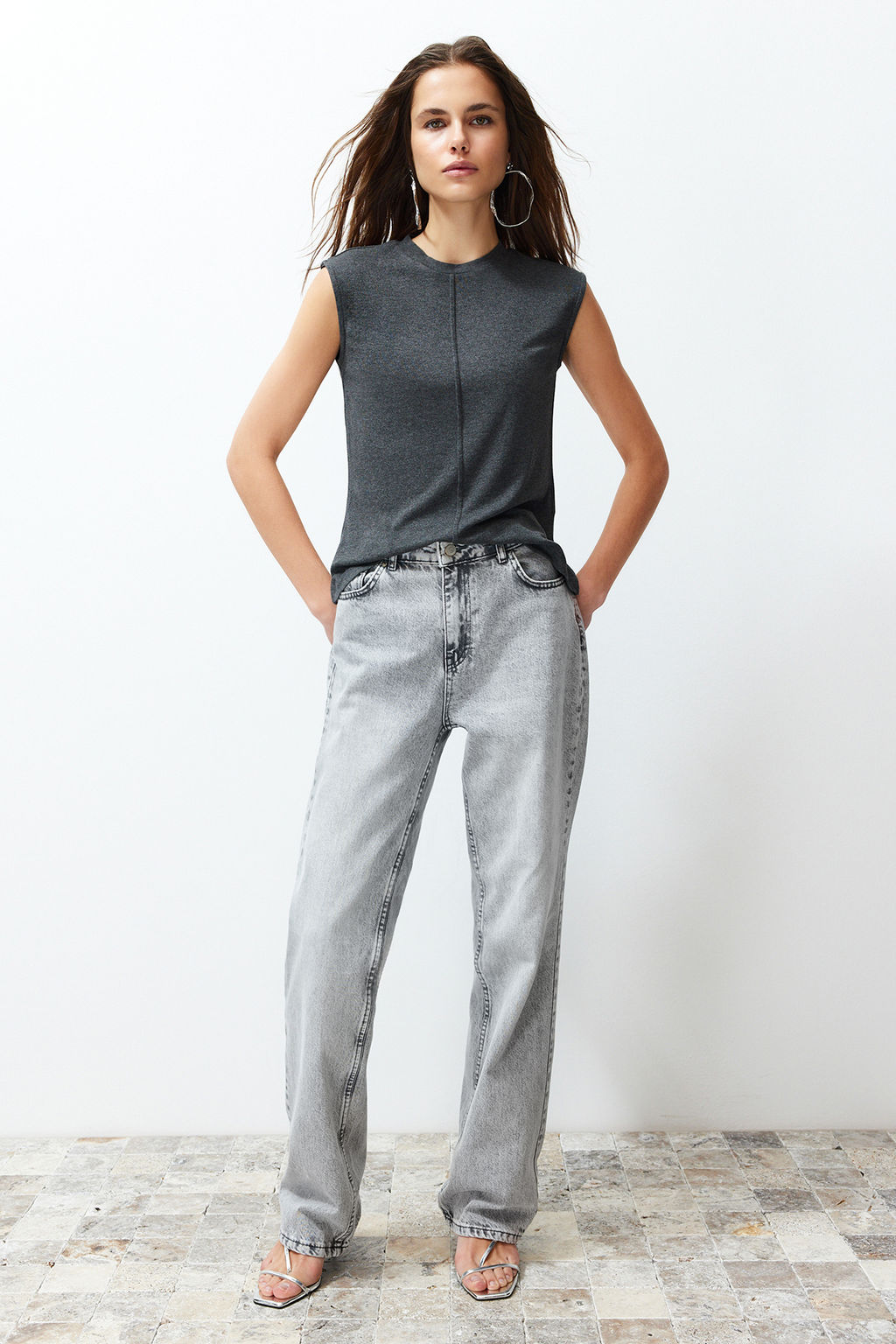 Trendyolmilla Siyah Viskoz/Yumusak Kumas Fitted/Vucuda Oturan Esnek Orme Bluz TWOSS24BZ00432  фото 15
