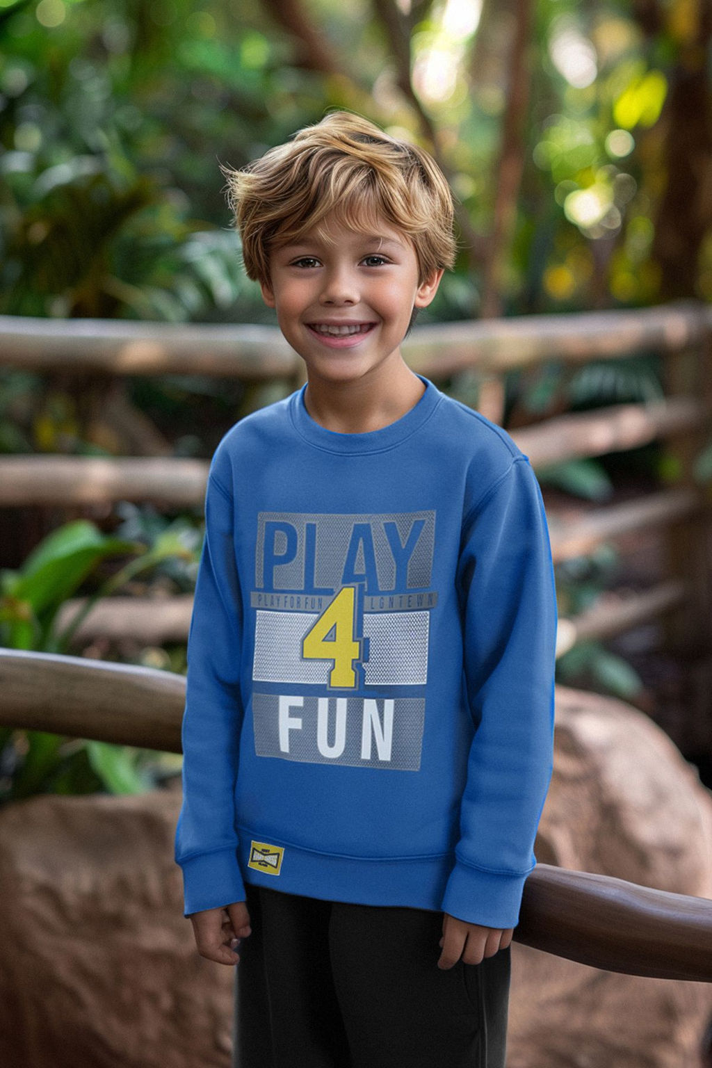 Indigo Erkek Cocuk Mevsimlik-Ince Slogan Desenli Orme Sweatshirt TKDAW25SW00007