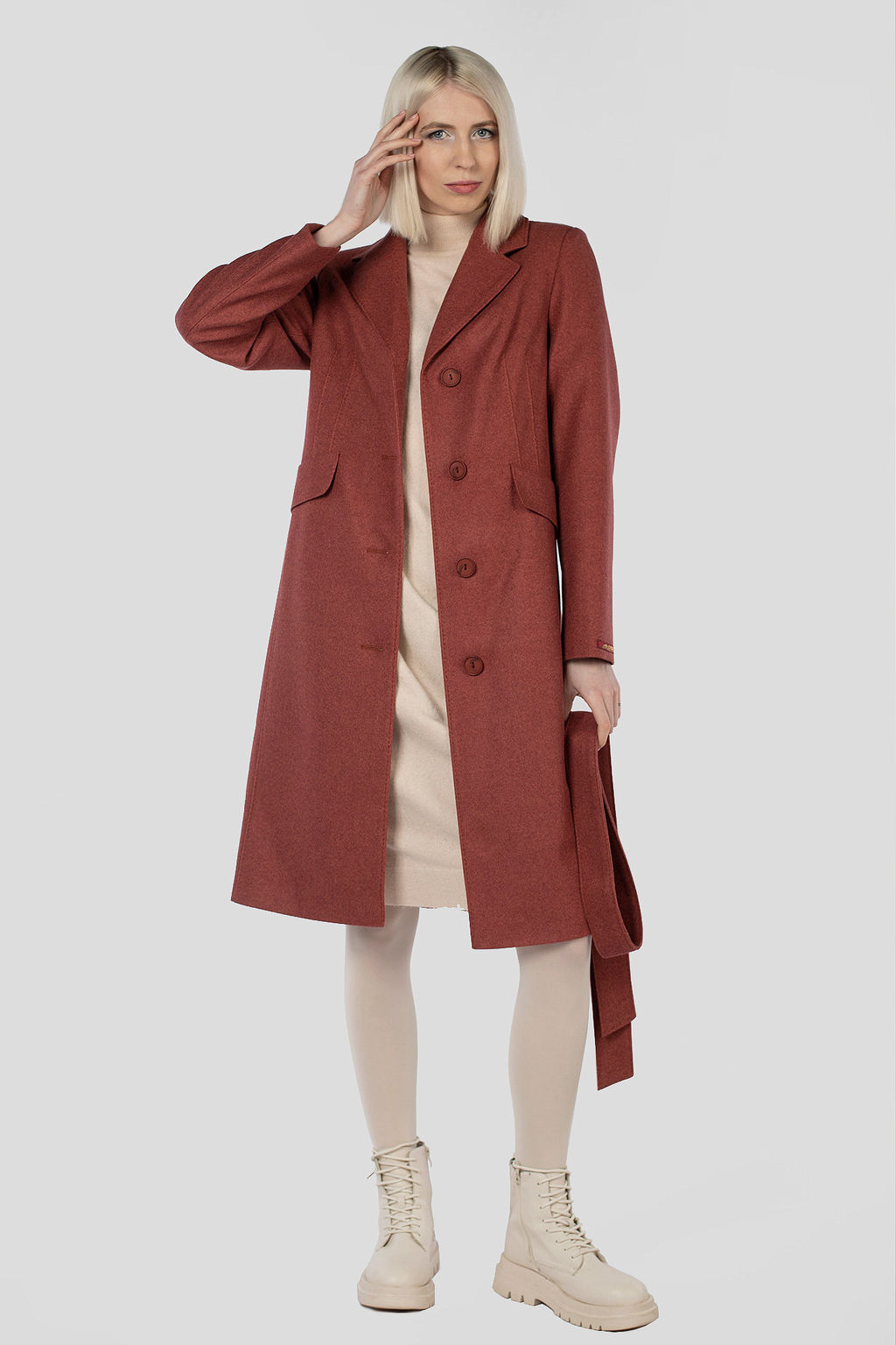 Пальто женское демисезонное (пояс) - El podio фото 2