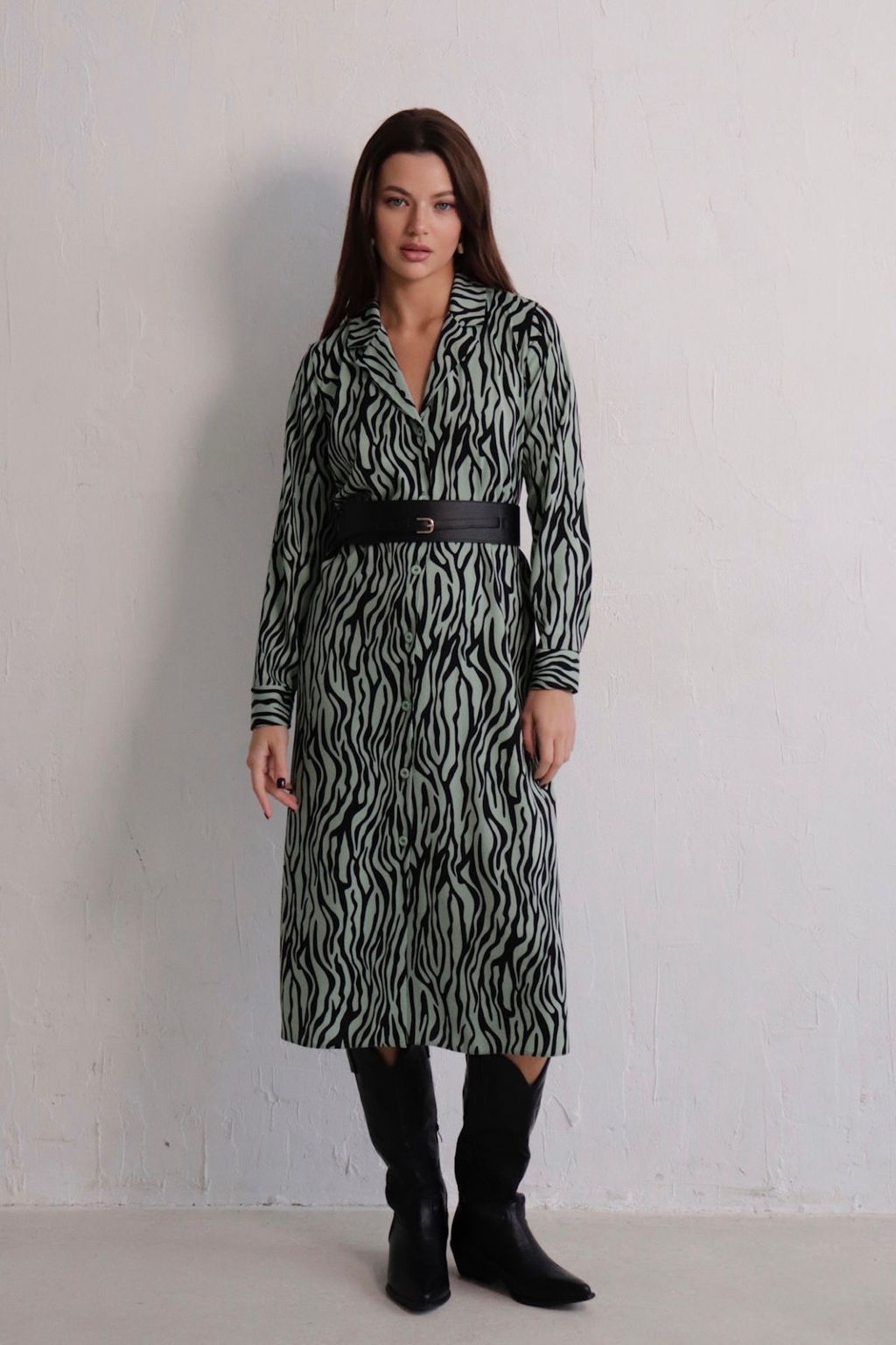 Платье-рубашка с английским воротником принт - Martichelli фото 243