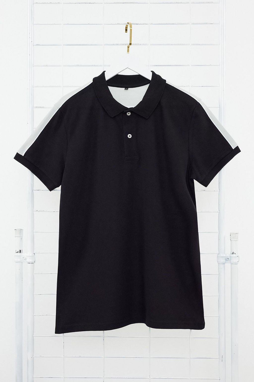 Siyah Renk Bloklu Regular/Normal Kesim %100 Pamuklu Polo Yaka T-shirt TMNSS24PO00009