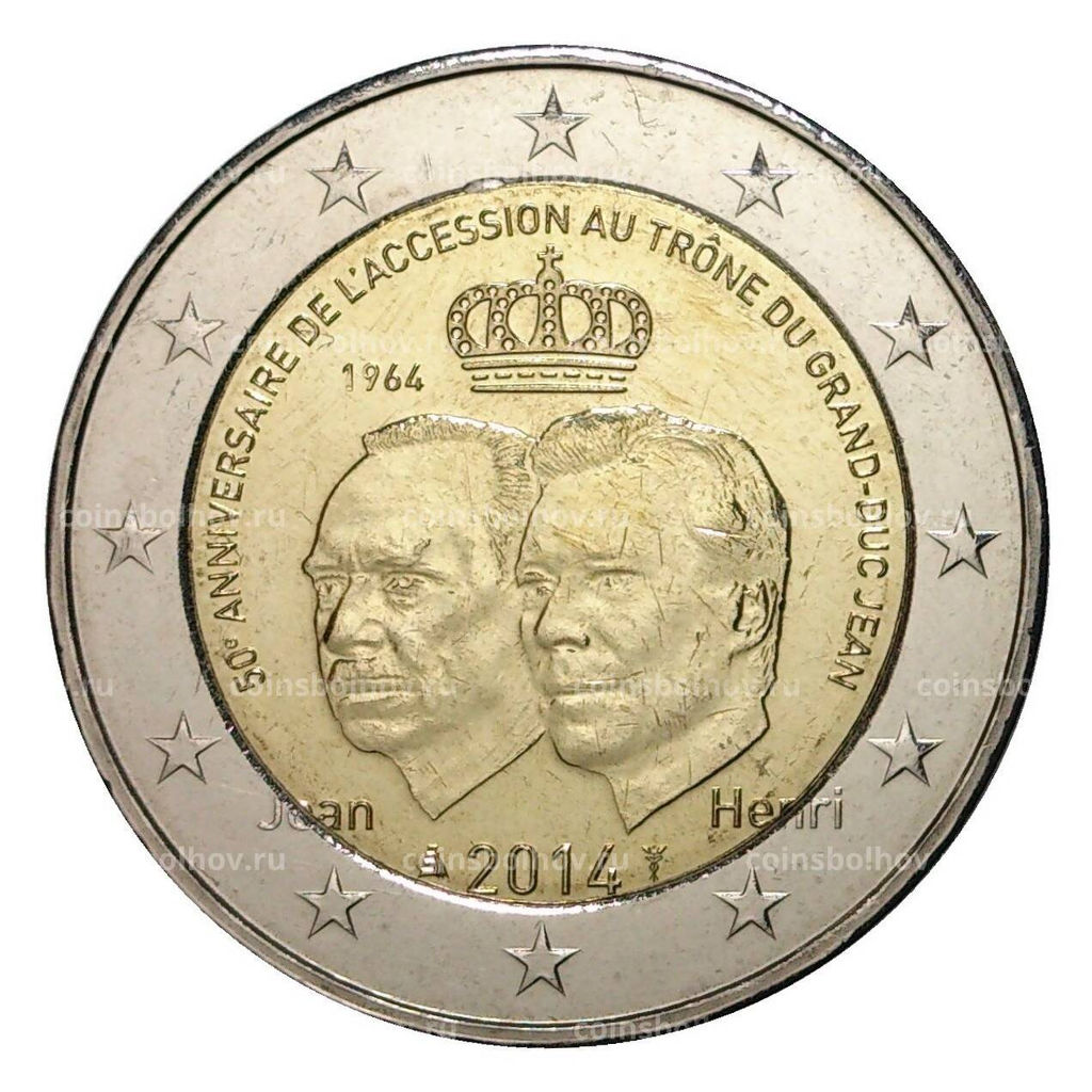Монета 2 евро 2014 года 50 лет правления герцога Жана