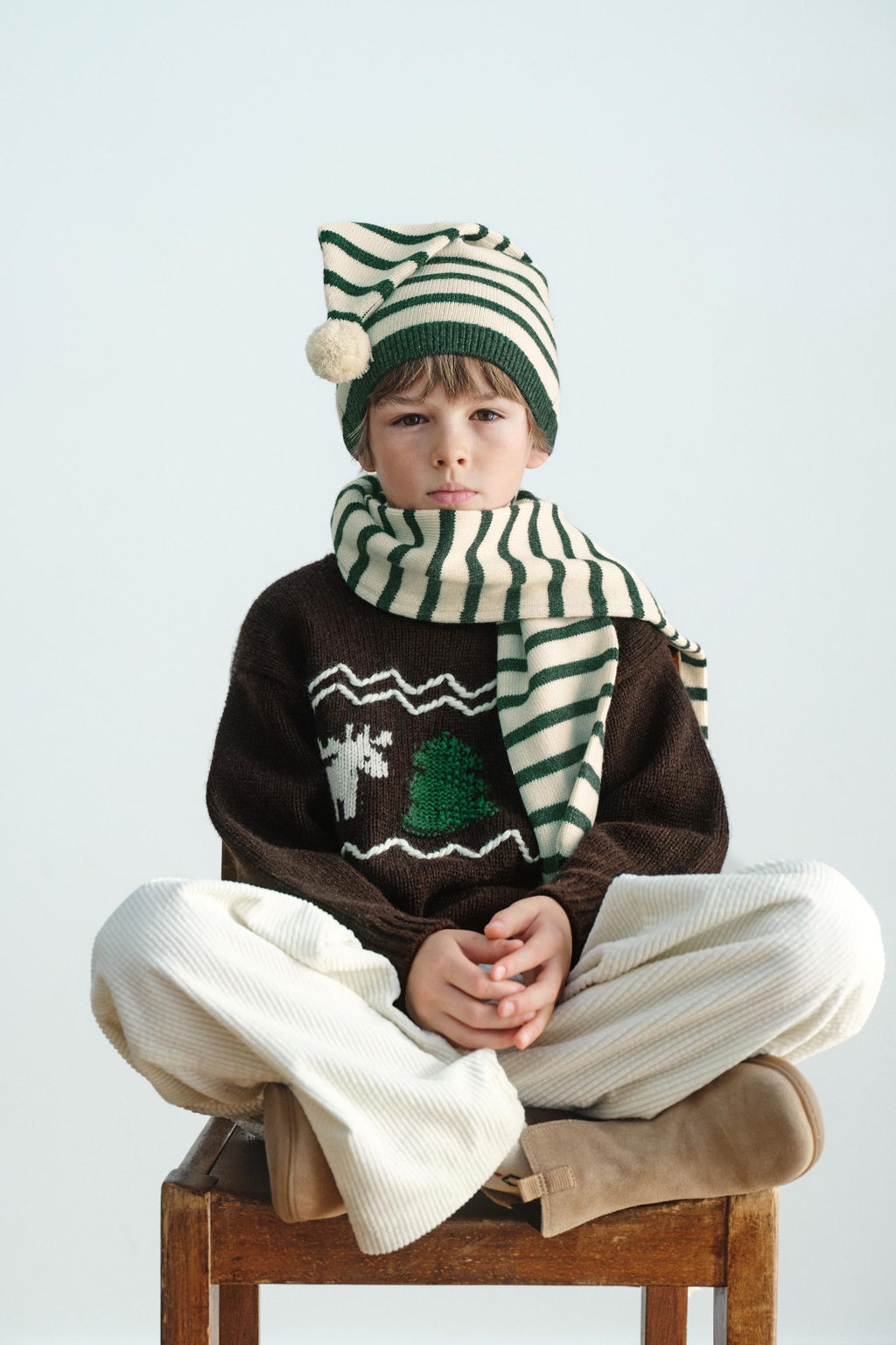 7-12 YEARS/ WOOL BLEND KNIT JUMPER EMBROIDERED REINDEER - Zara фото 5