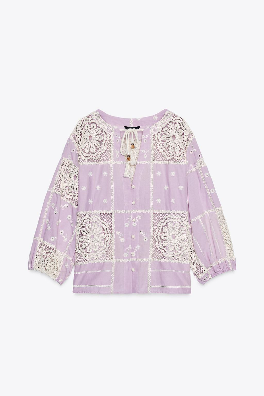 CONTRAST CROCHET SHIRT - Zara фото 5