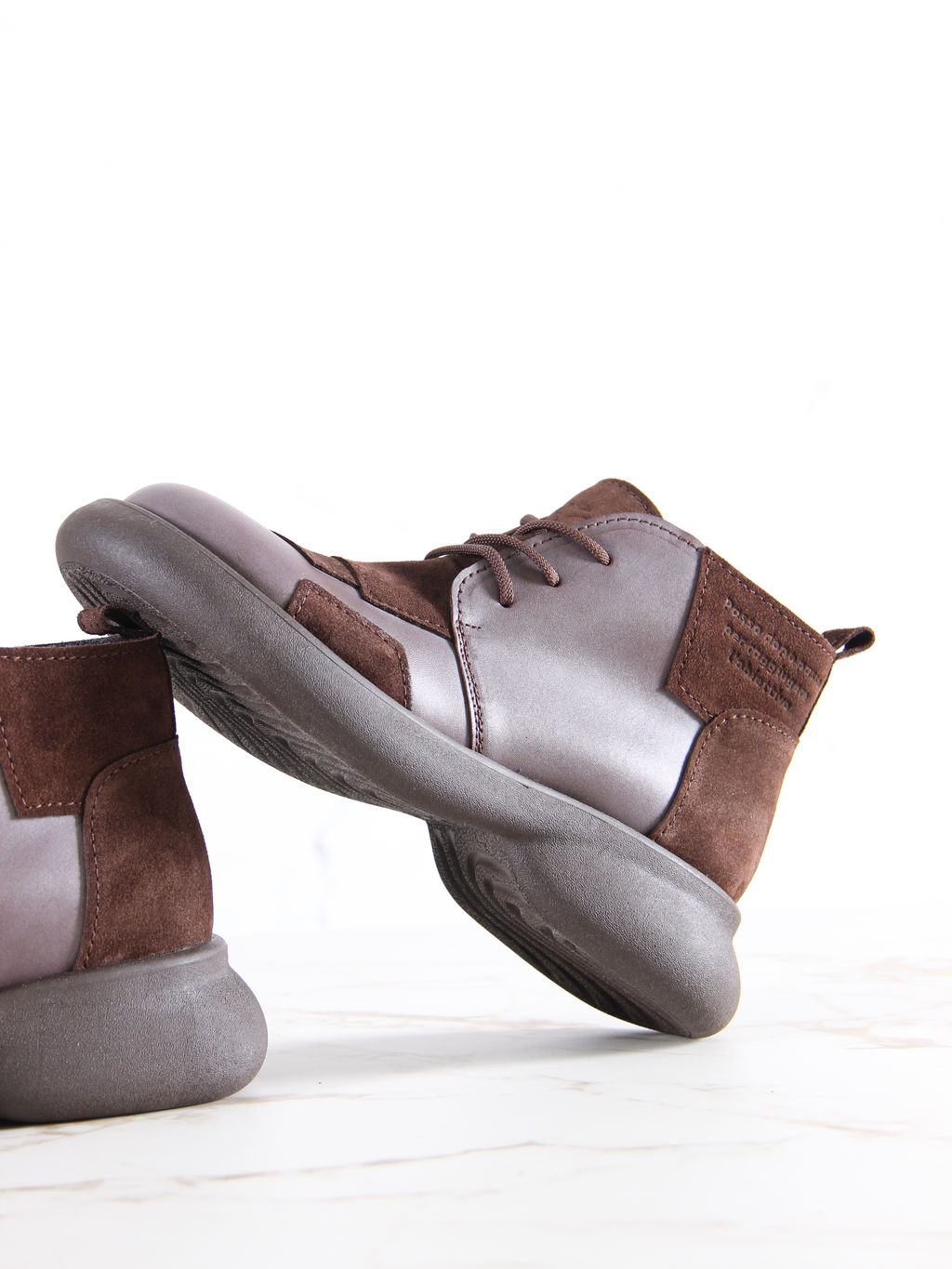 Ботинки 305.927br.Вакса коричневая+корич замша/байка