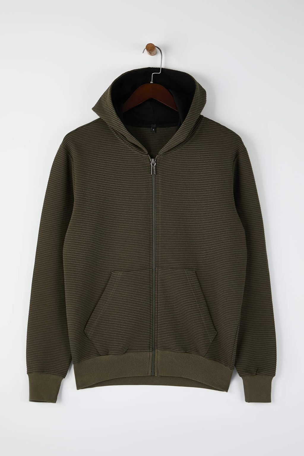 Siyah Regular/Normal Kesim Fermuarl? Kapusonlu Dokulu Sweatshirt TMNAW26SW00067 - Trendyolmilla фото 7