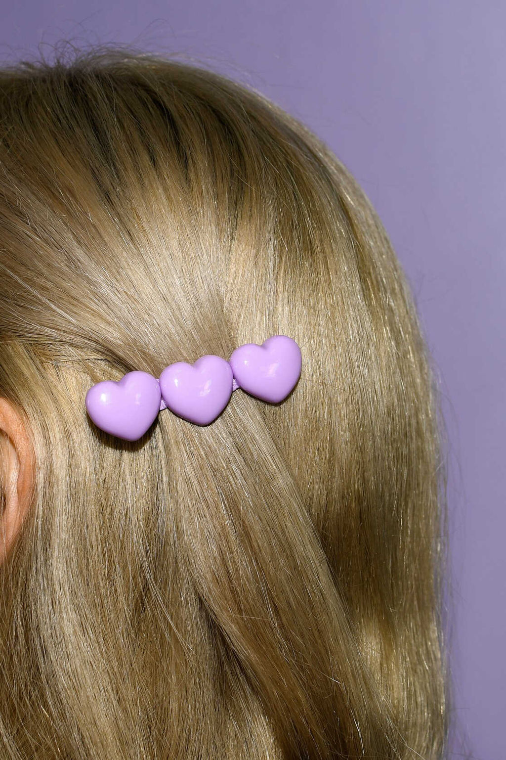 Заколка для волос зажим, арт. 71771 / 10 СЕРДЕЧКИ (в наборе: 1шт., 6,5 см, черный металл, полиэфирная смола, цвет: сиреневый, подложка из мелованного картона + ПЭТ-пакет с европодвесом)