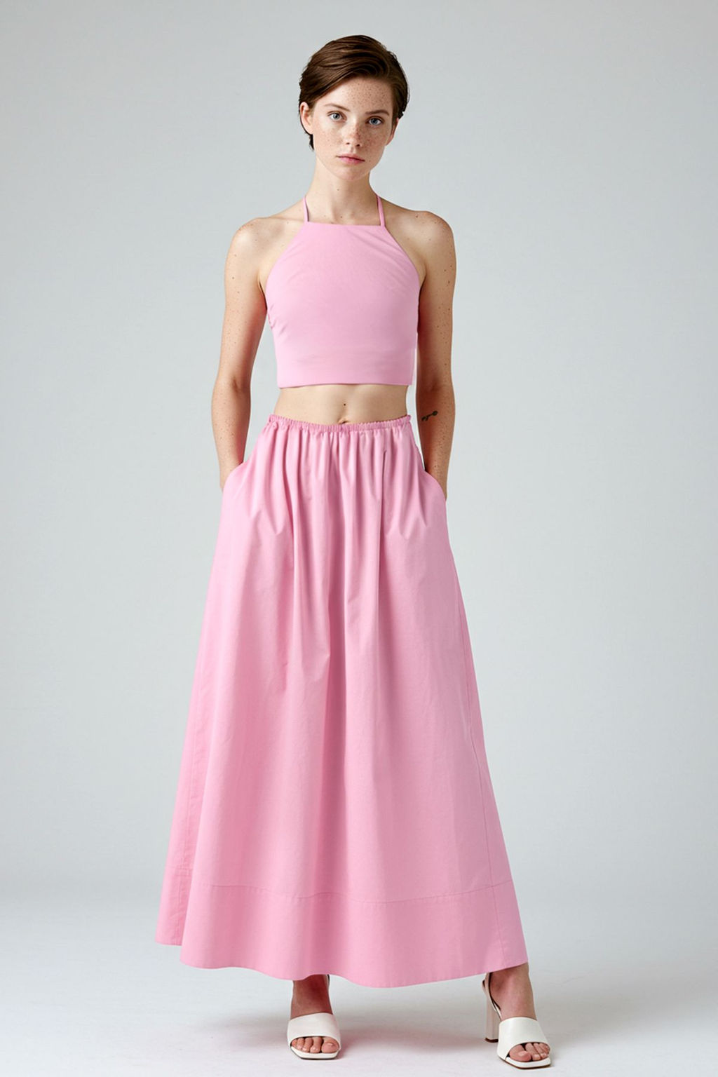 TRENDYOLMILLA Pembe Beli Lastikli Pamuklu Kumas A-Line Kal?p Maxi Boy Dokuma Etek TWOSS25ET00084 фото 2