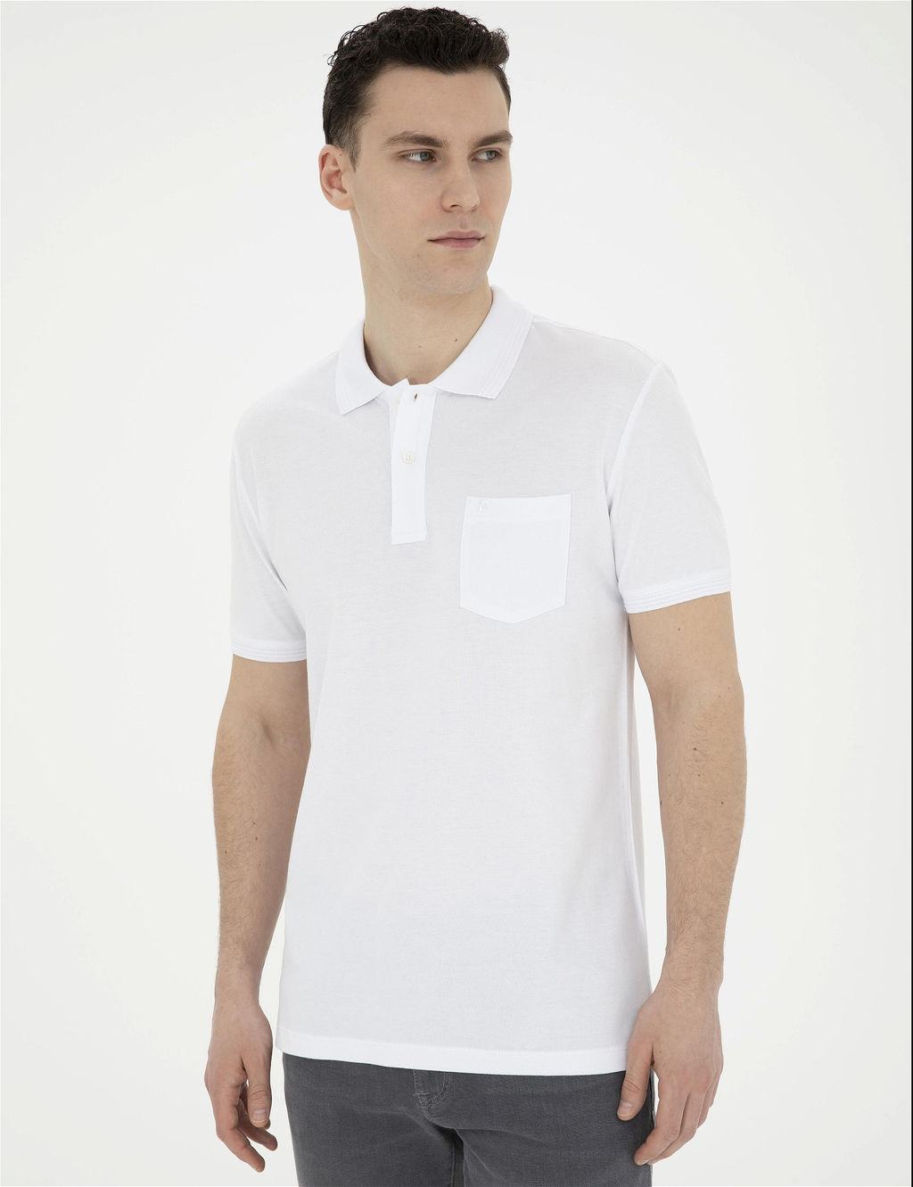 Beyaz Regular Fit Basic Ti__rt - Pierre cardin фото 3