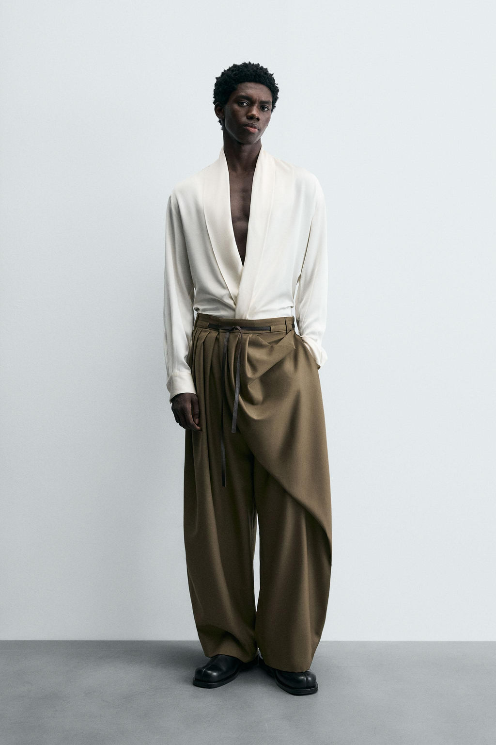 LIMITED EDITION FLOWING SHAWL COLLAR SHIRT - Zara фото 9