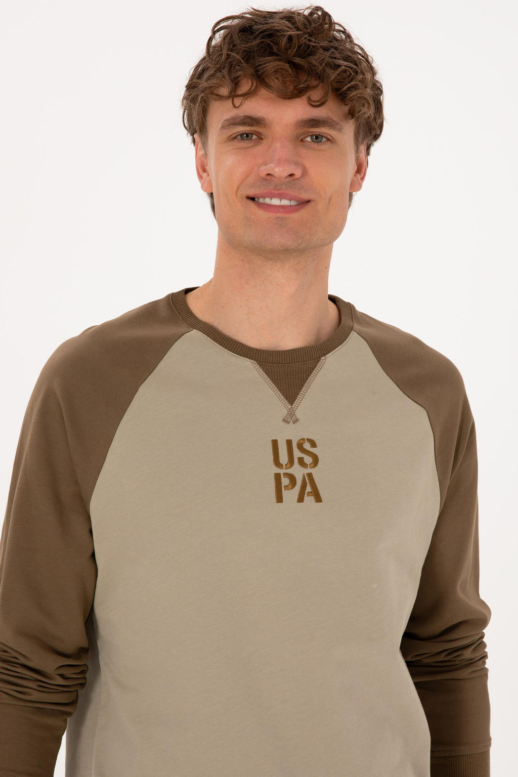 Erkek Bisiklet Yaka Regular Fit Haki Sweatshirt - U.s. polo assn фото 2