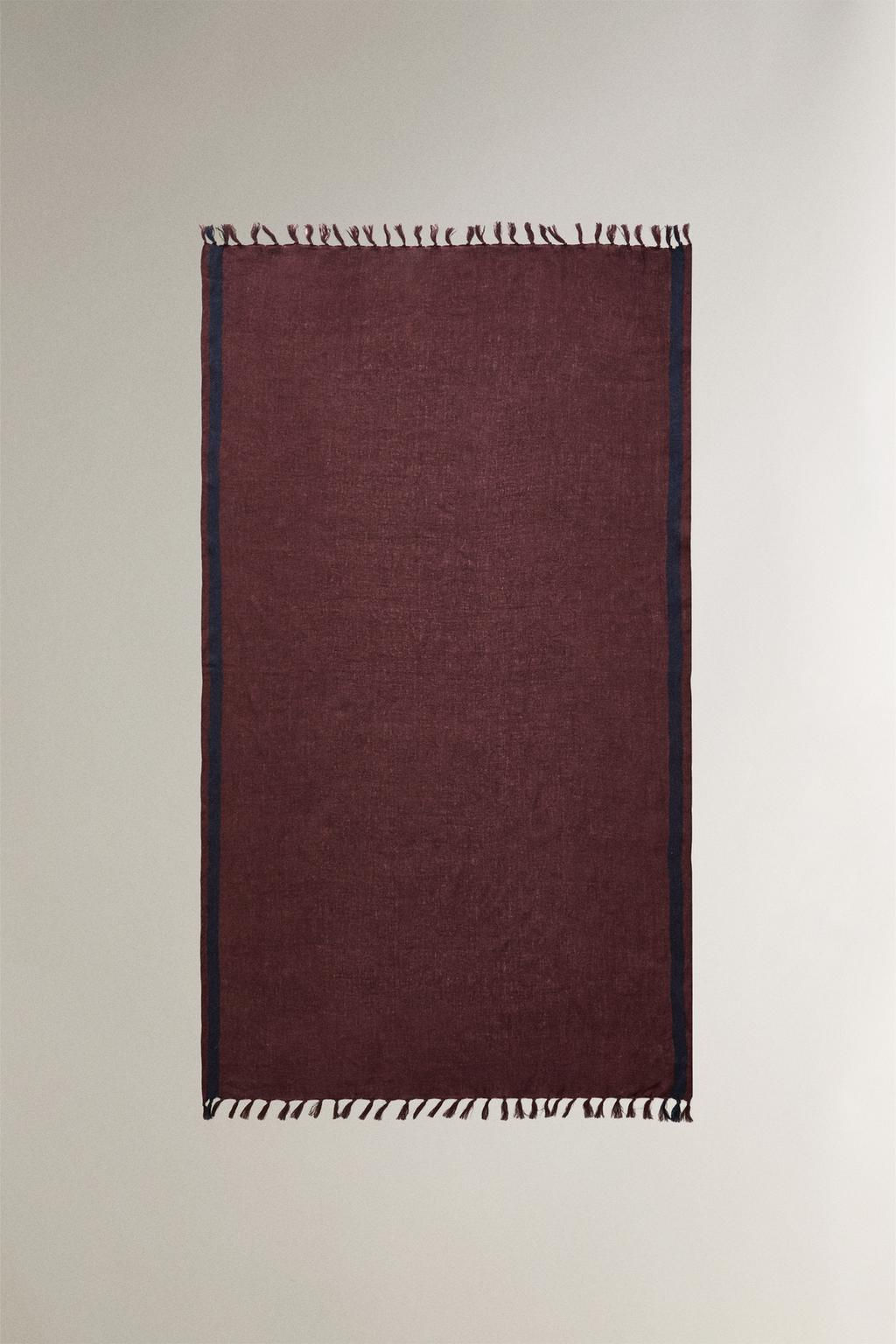 STRIPED LINEN WRAP BEACH TOWEL WITH FRINGING - Zara фото 7