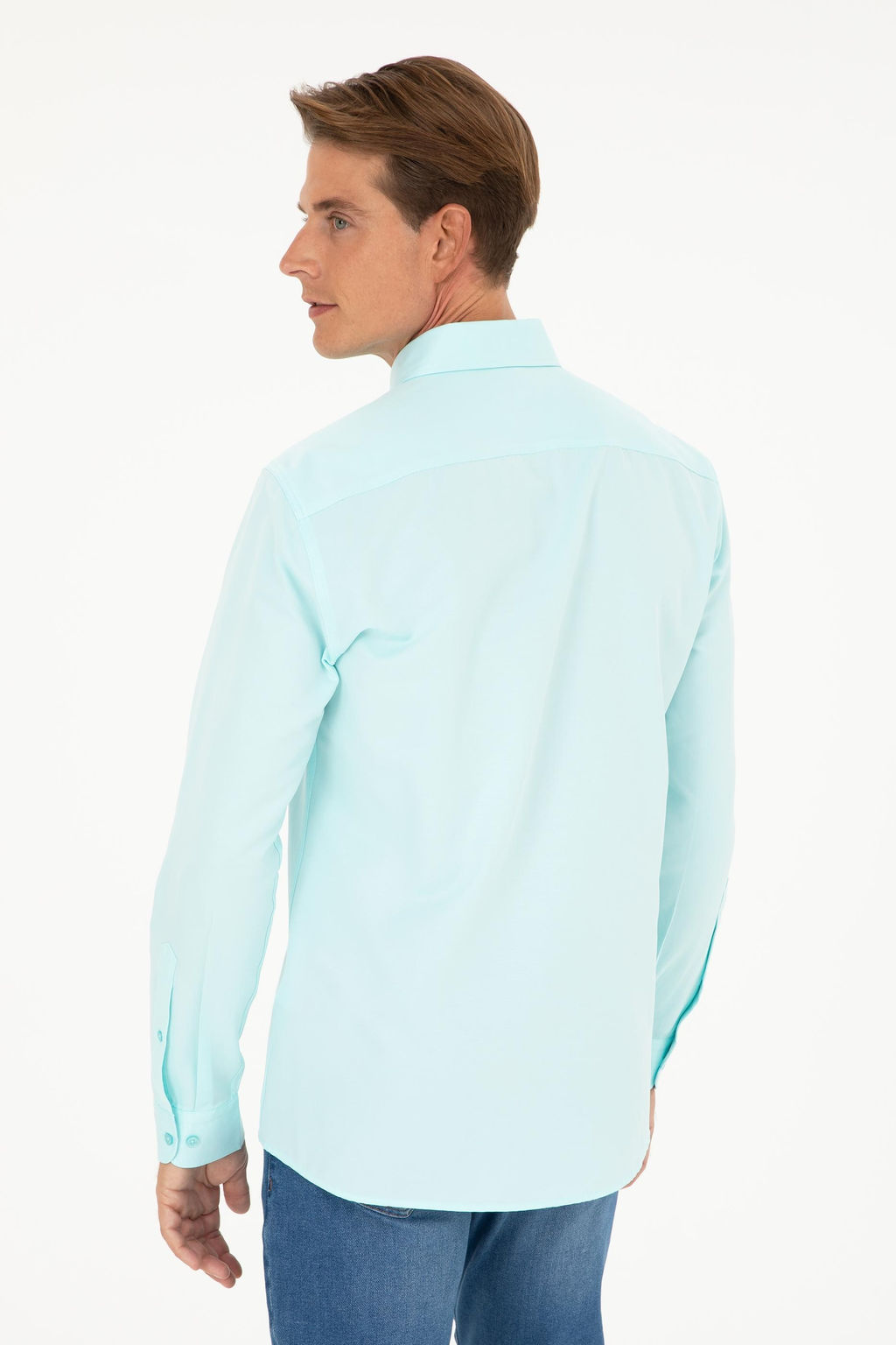 Мужская базовая рубашка зеленого цвета с длинным рукавом Неожиданная скидка в корзине - U.s. polo assn фото 5