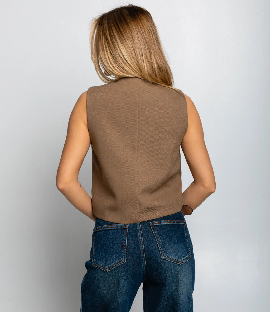 Жилет #КТ6001 (6), тёмно-бежевый - Dommod фото 3