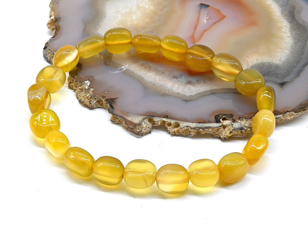Браслет из агата тонированного прямоугольник 7*10мм цв.желтый