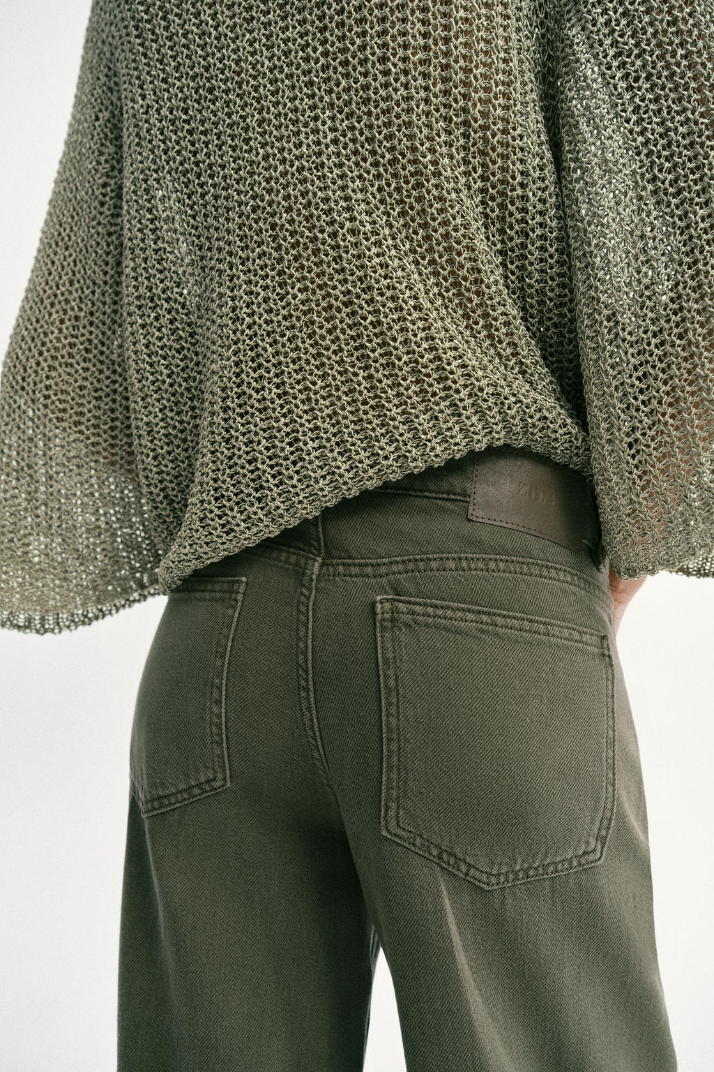 JEANS Z1975 WIDE LEG TIRO ALTO FLUIDO / Khaki - Zara фото 5